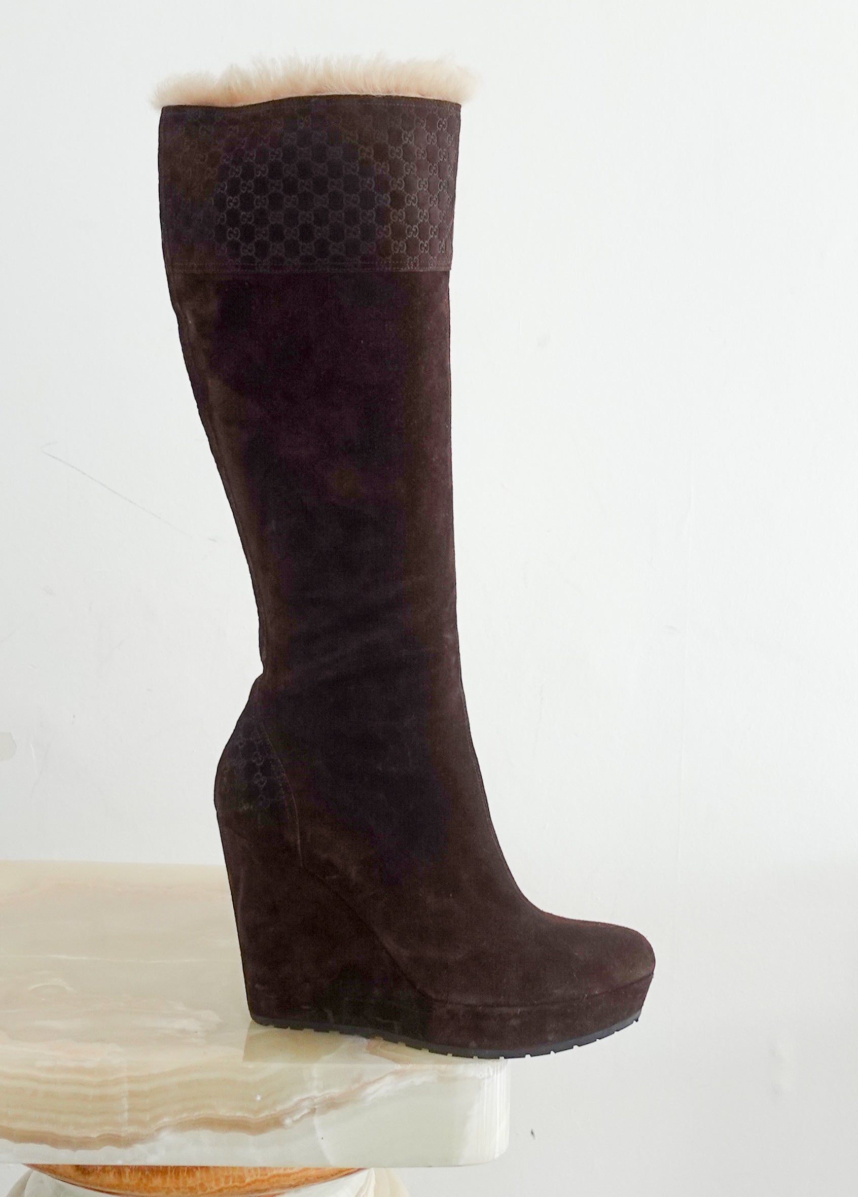 Vintage brown suede courtney guccisima boot RRP £225