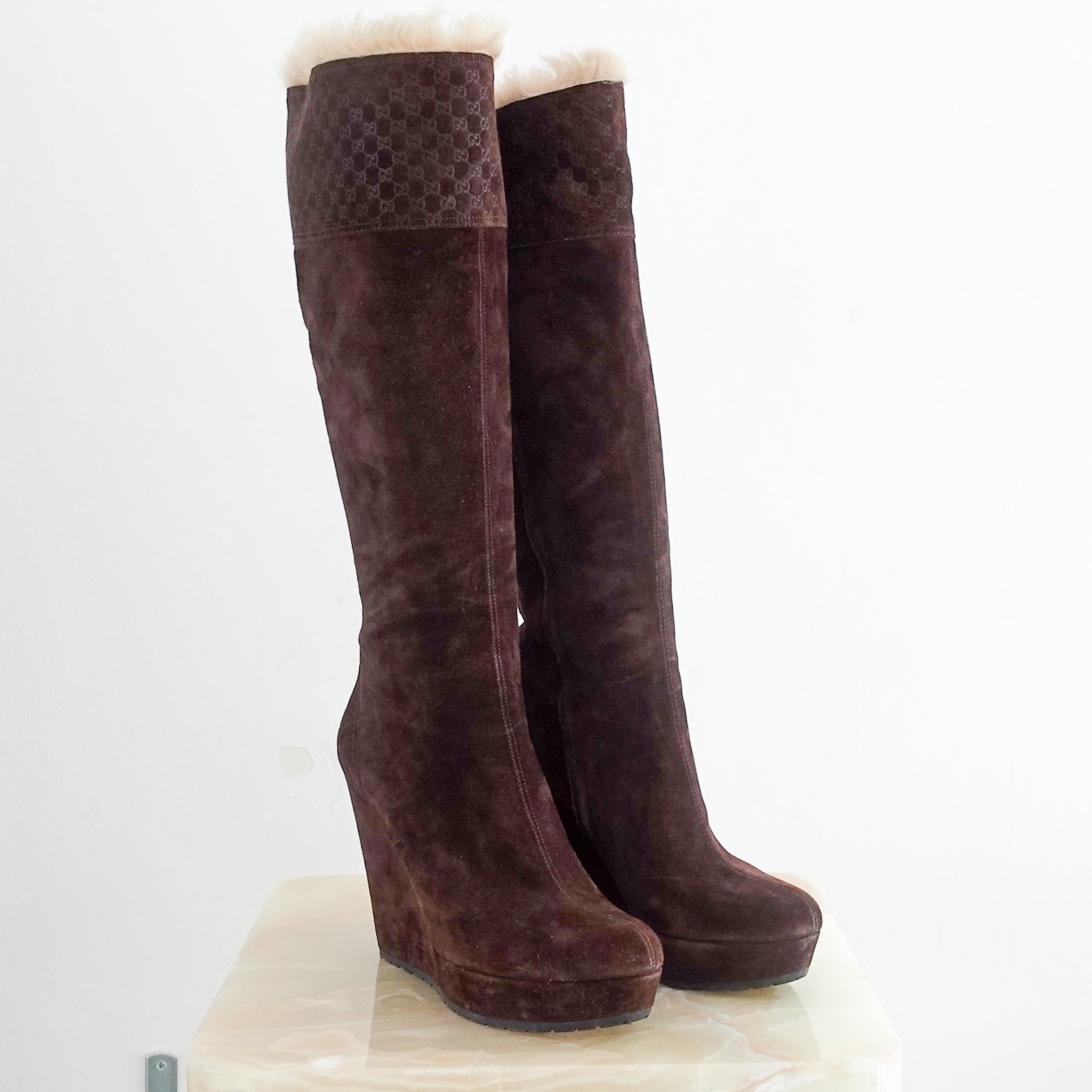 Vintage brown suede courtney guccisima boot RRP £225