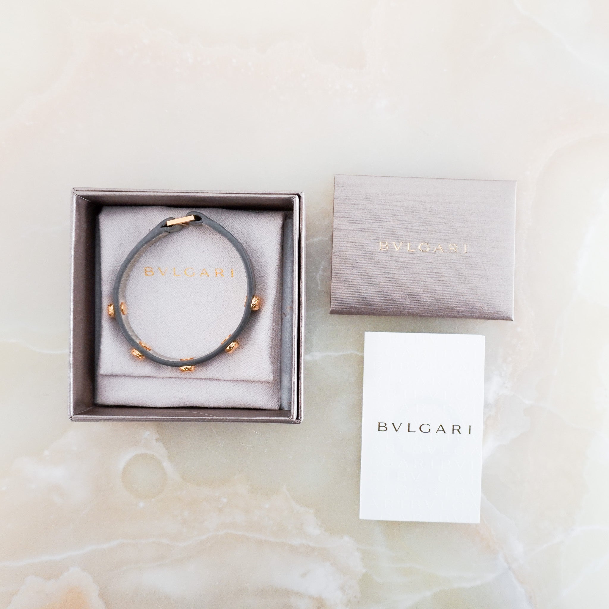 Bvlgari Grey Leather Bracelet RRP £450 | Authentic Preloved FINAL SALE