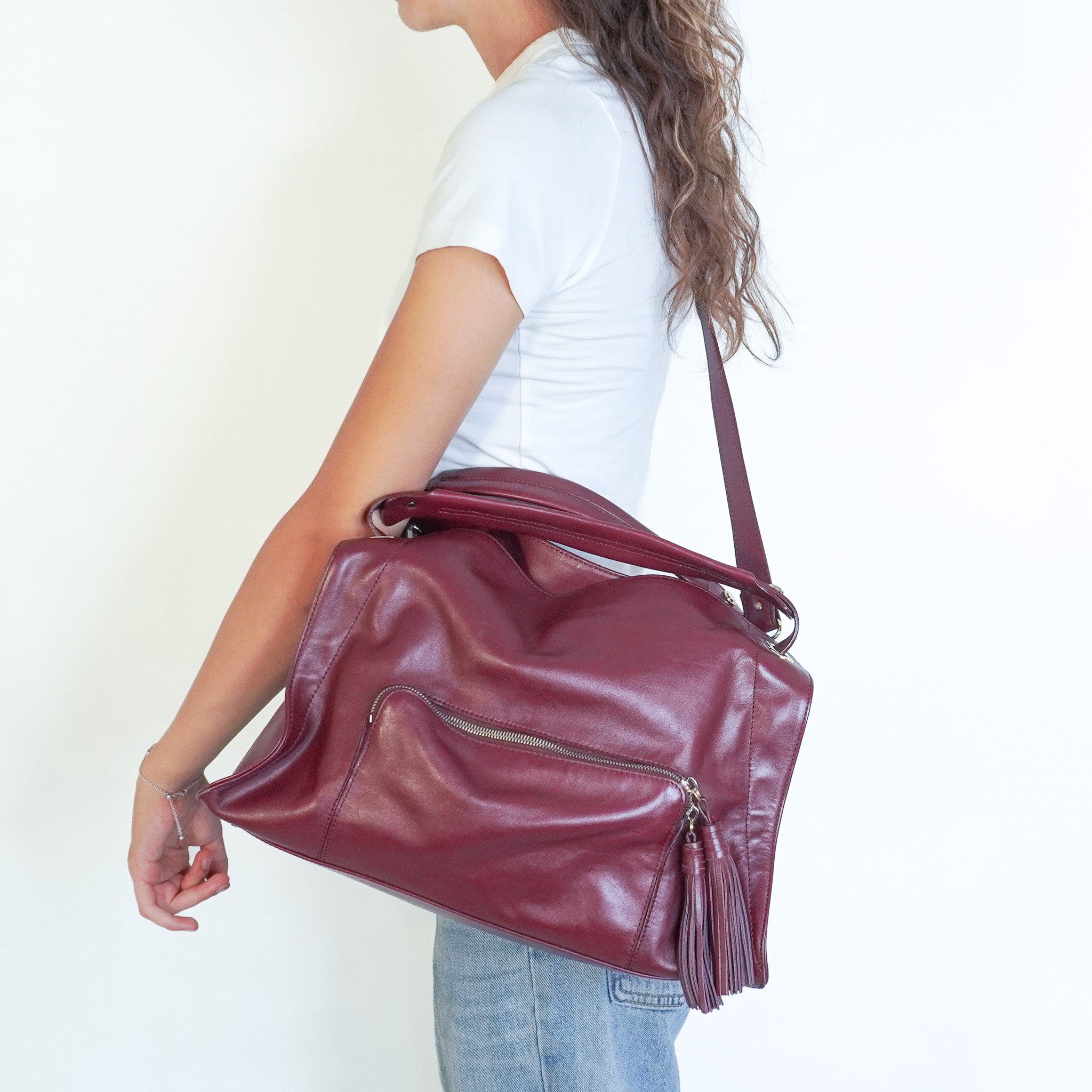 Sandro Adel Burgundy Leather Bag (RRP £350) | Authentic Preloved