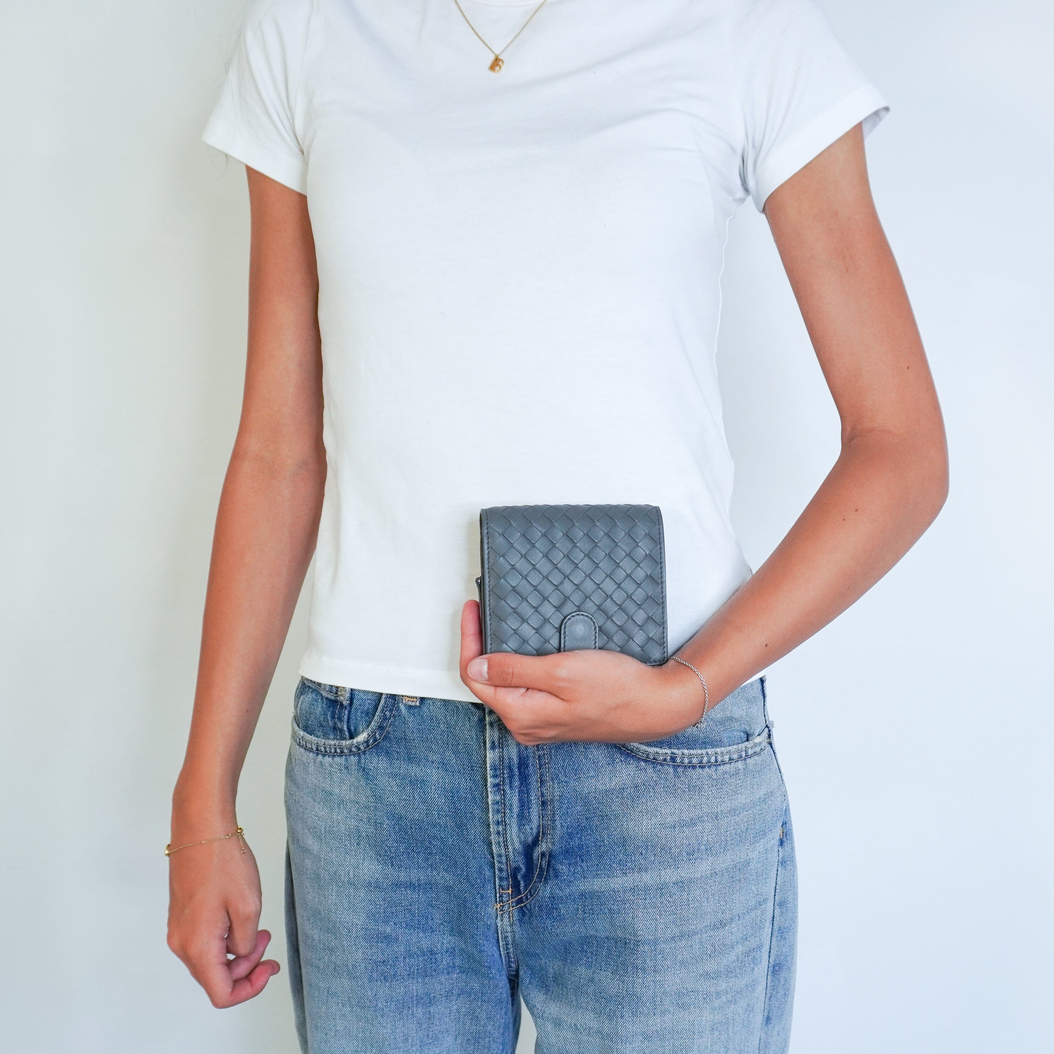 Bottega Veneta Grey Intrecciato Leather French Wallet (RRP £530) | Authentic Preloved