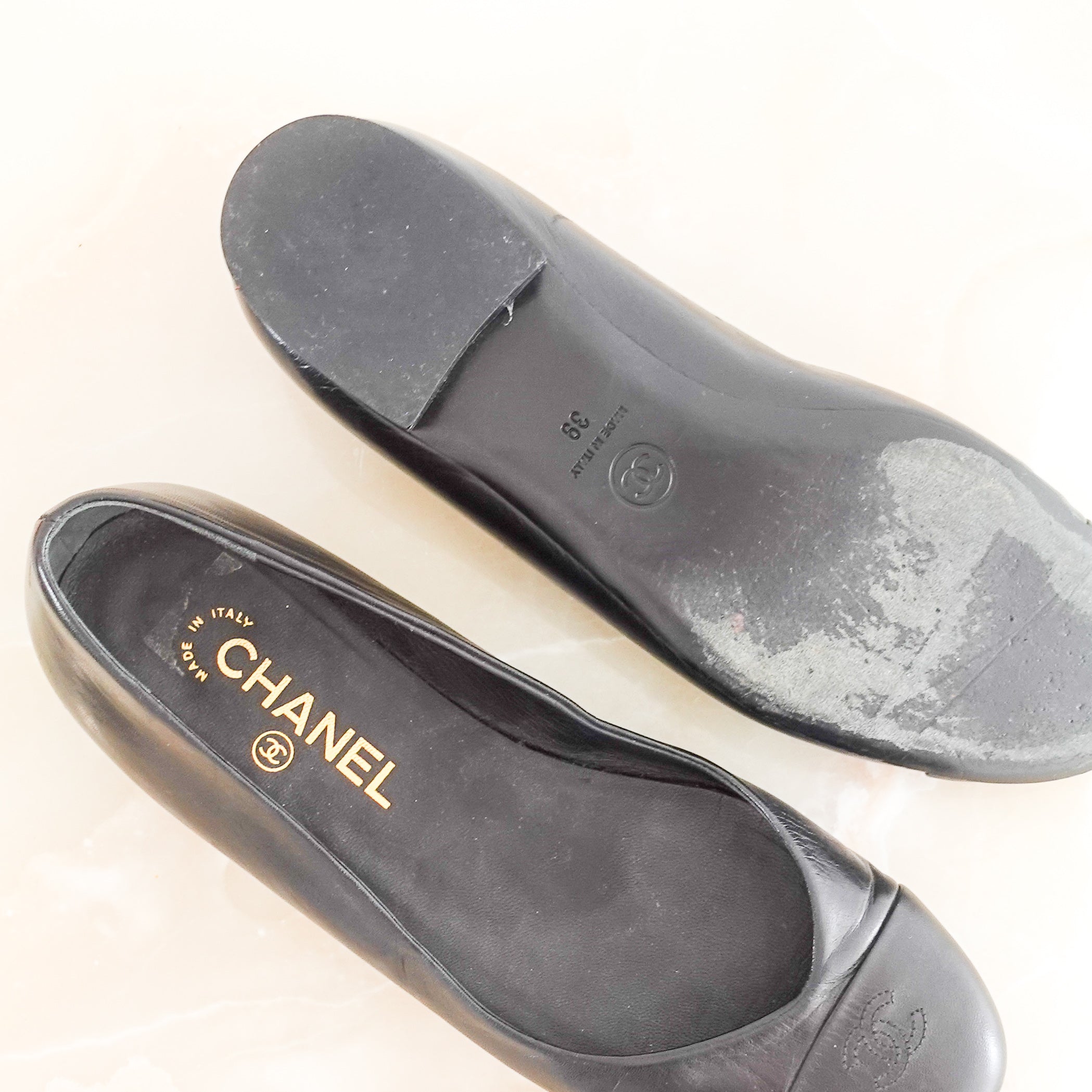 Black ballet flats RRP £850