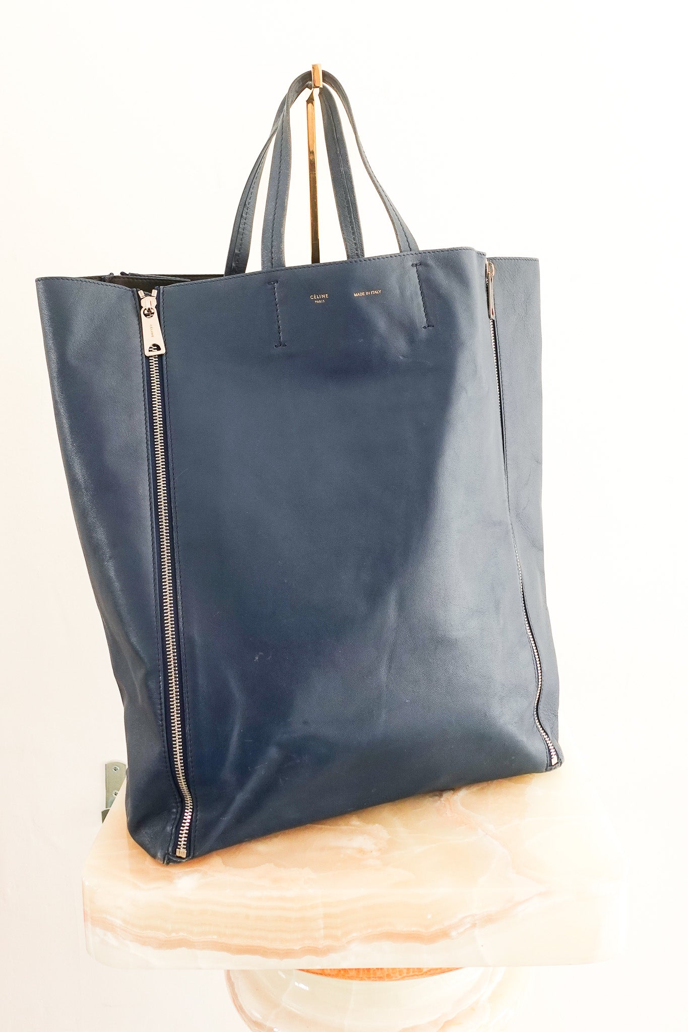 Lambskin horizontal zipper gusset cabas tote RRP £1k