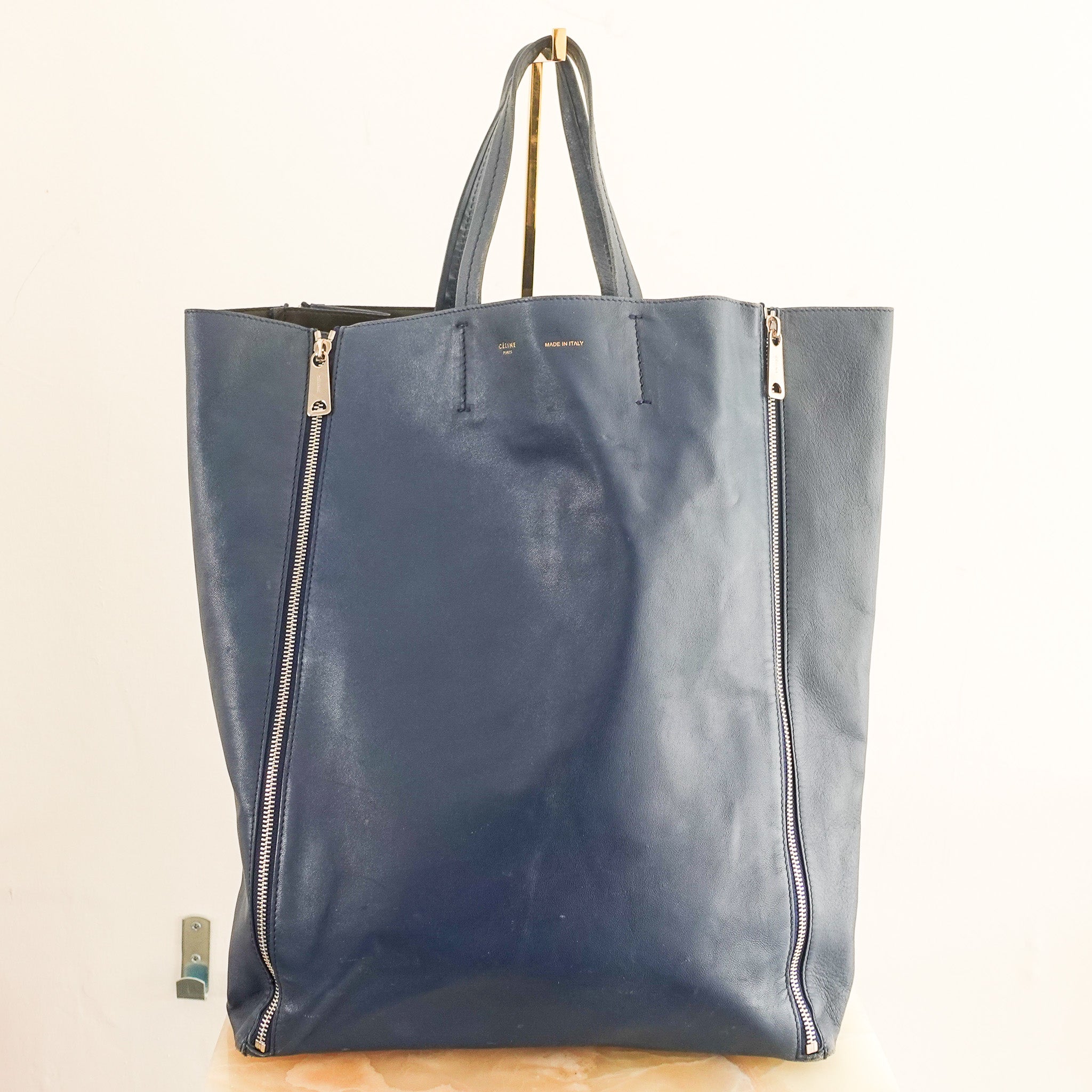 Lambskin horizontal zipper gusset cabas tote RRP £1k