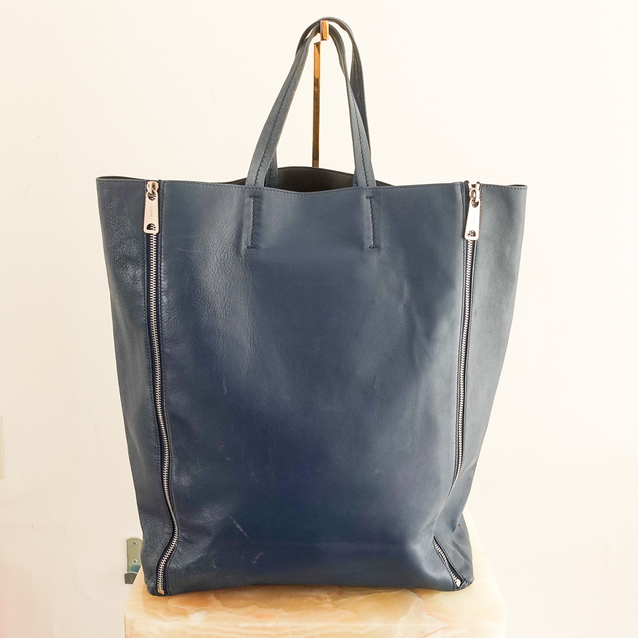 Lambskin horizontal zipper gusset cabas tote RRP £1k