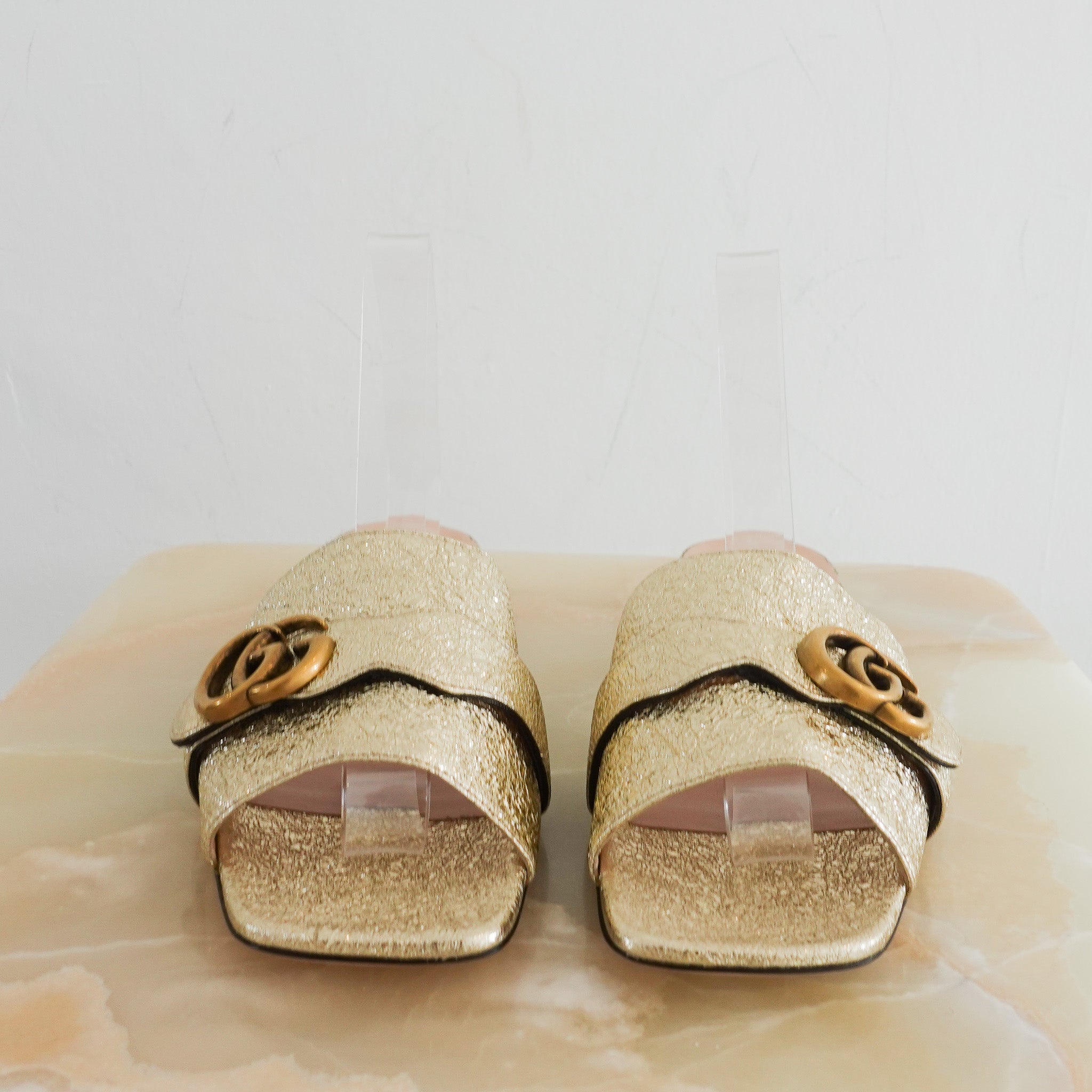 Gucci Marmont Gold Sandals RRP £600 | Authentic Preloved - Reloved Again