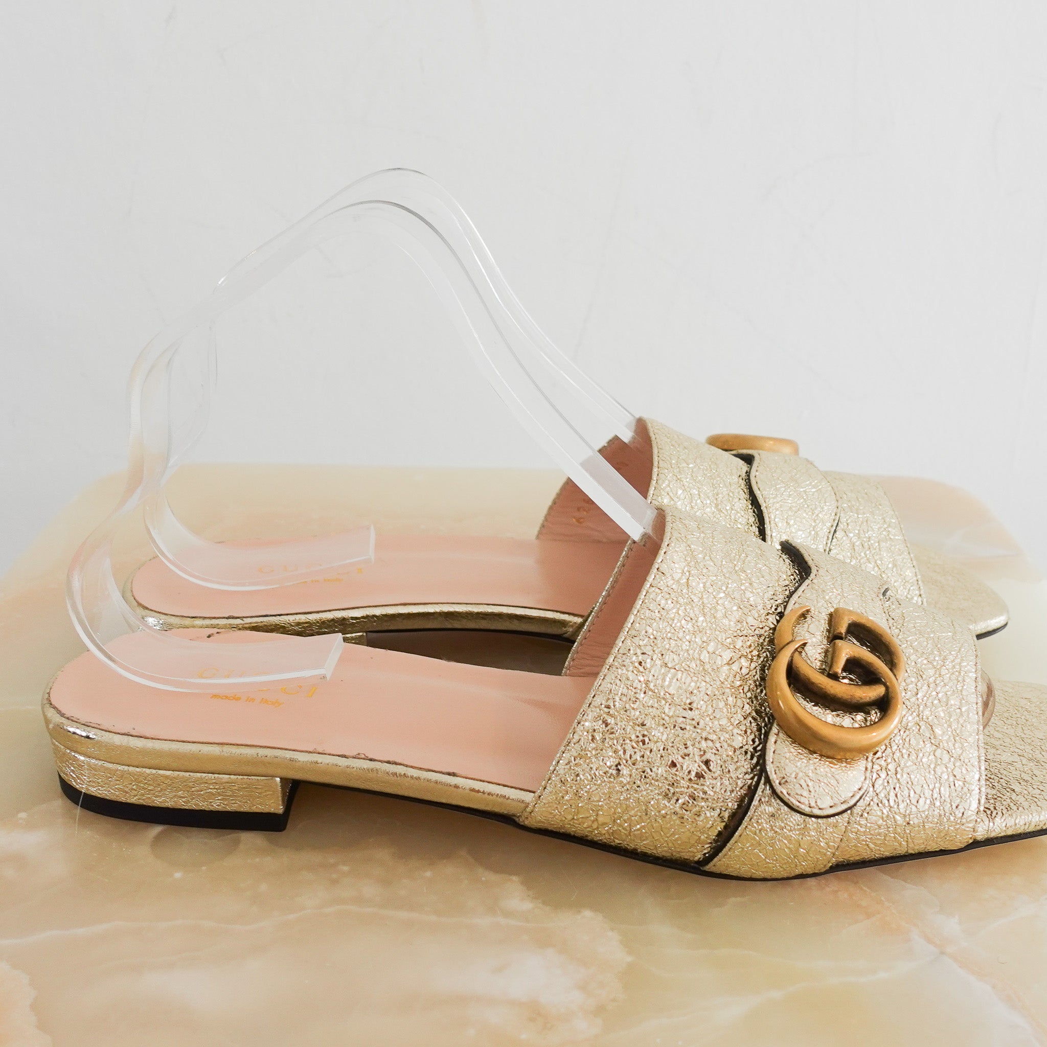 Gucci Marmont Gold Sandals RRP £600 | Authentic Preloved - Reloved Again