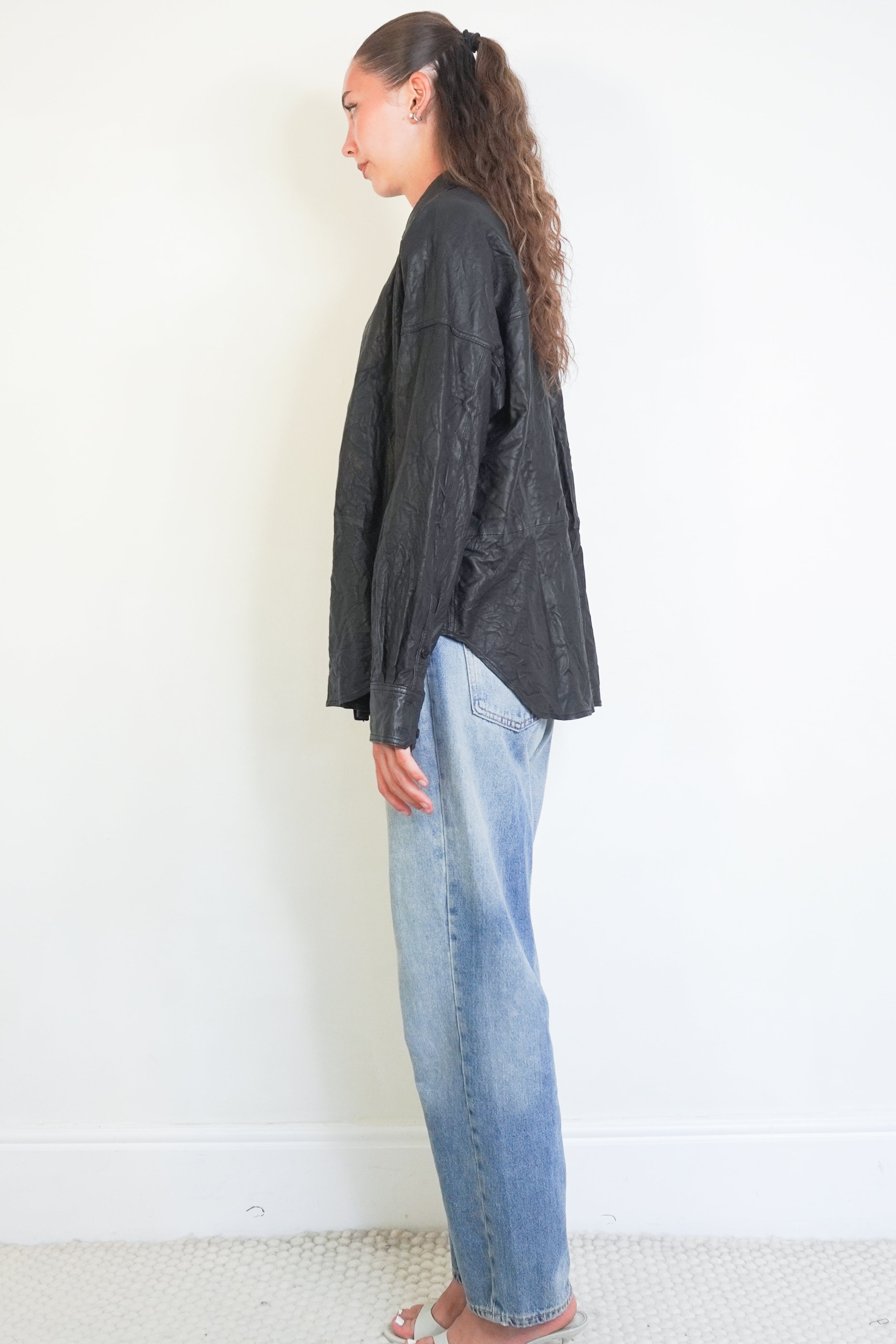 Zadig & Voltaire Black Lambskin Leather Shirt (RRP £500) | Authentic Preloved