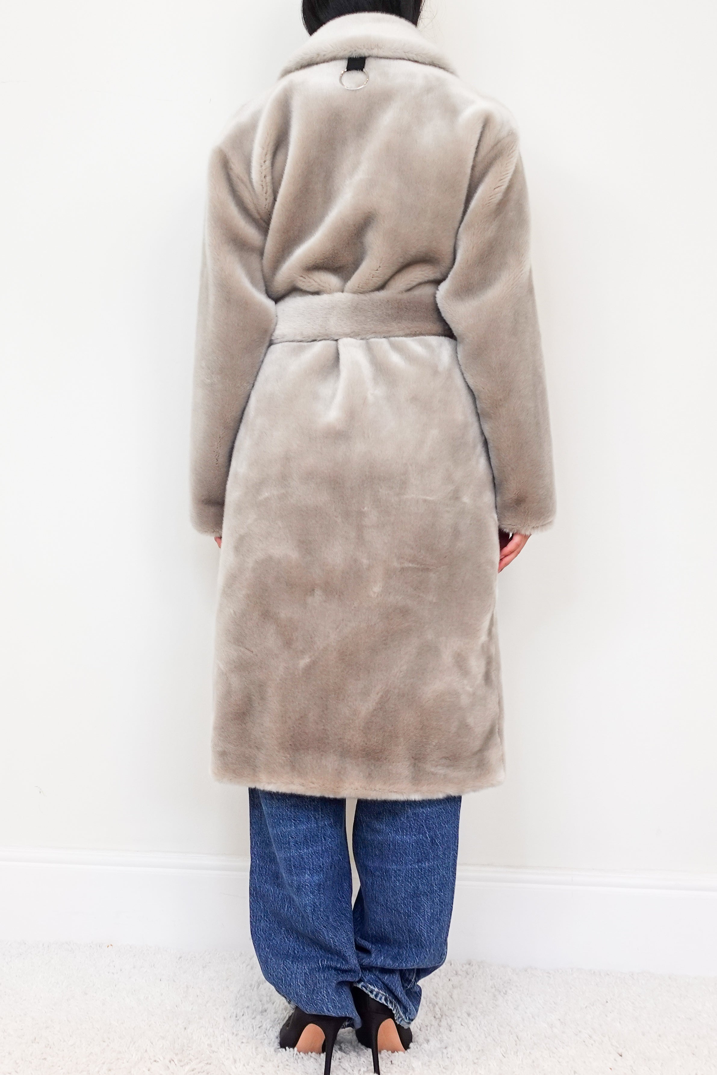 Grey faux fur coat RRP £695