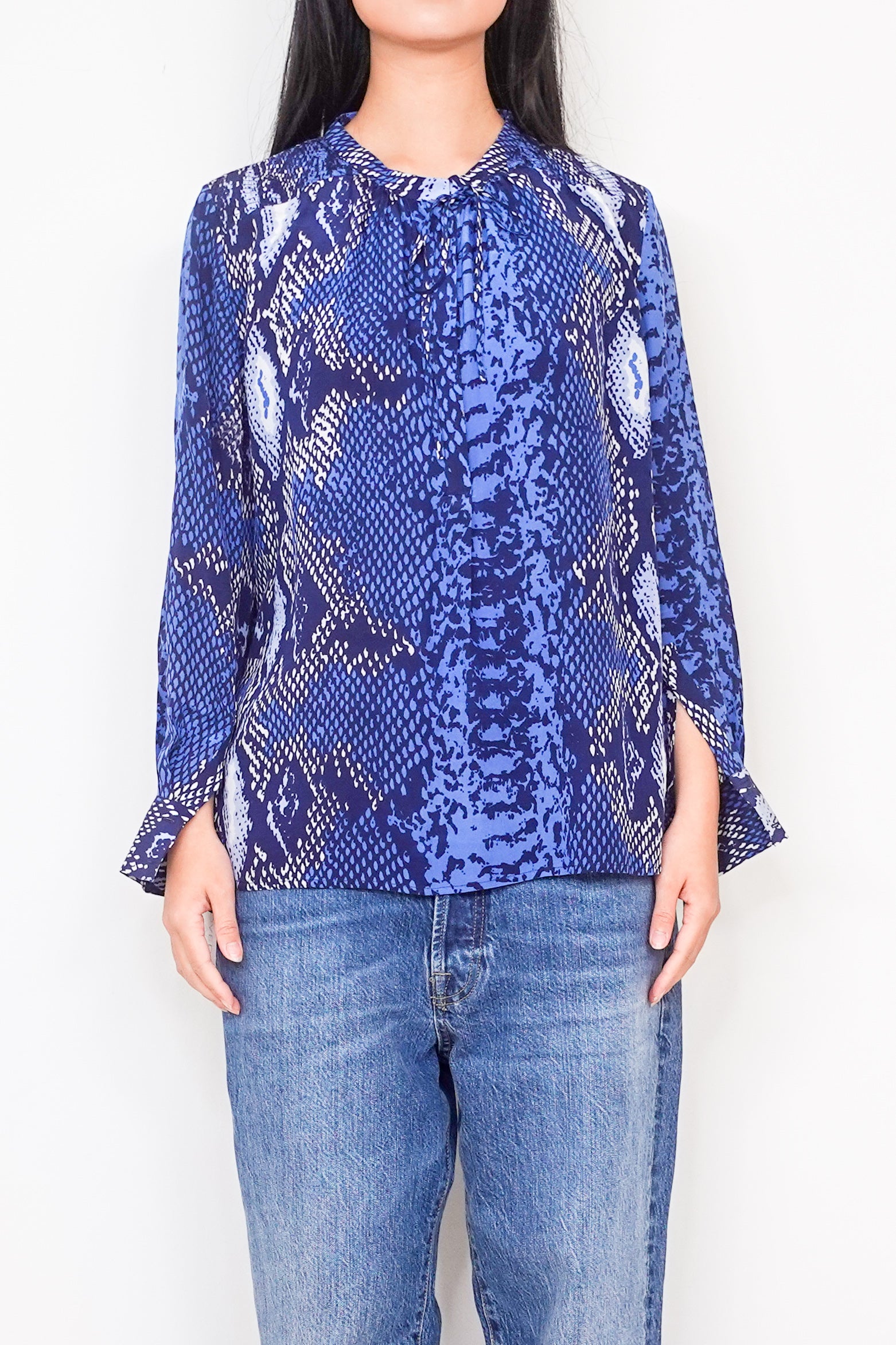 Blue silk blouse RRP £125