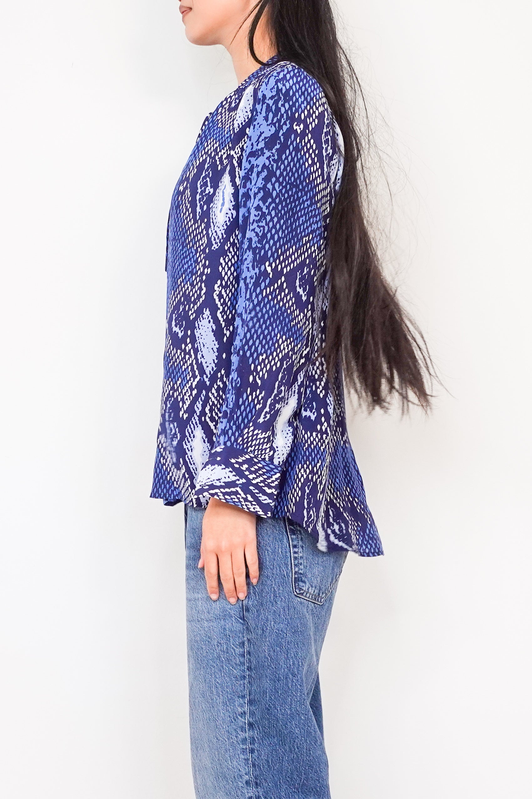 Blue silk blouse RRP £125