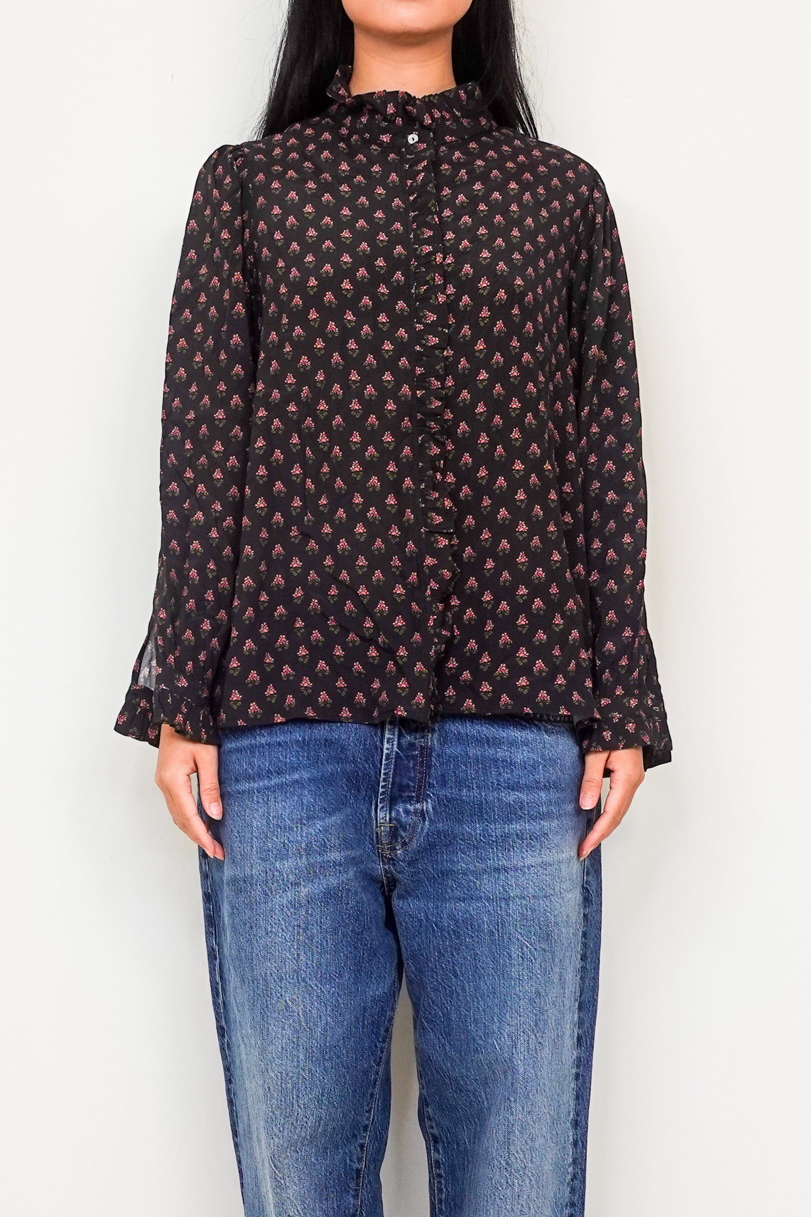 Black floral print blouse RRP £115