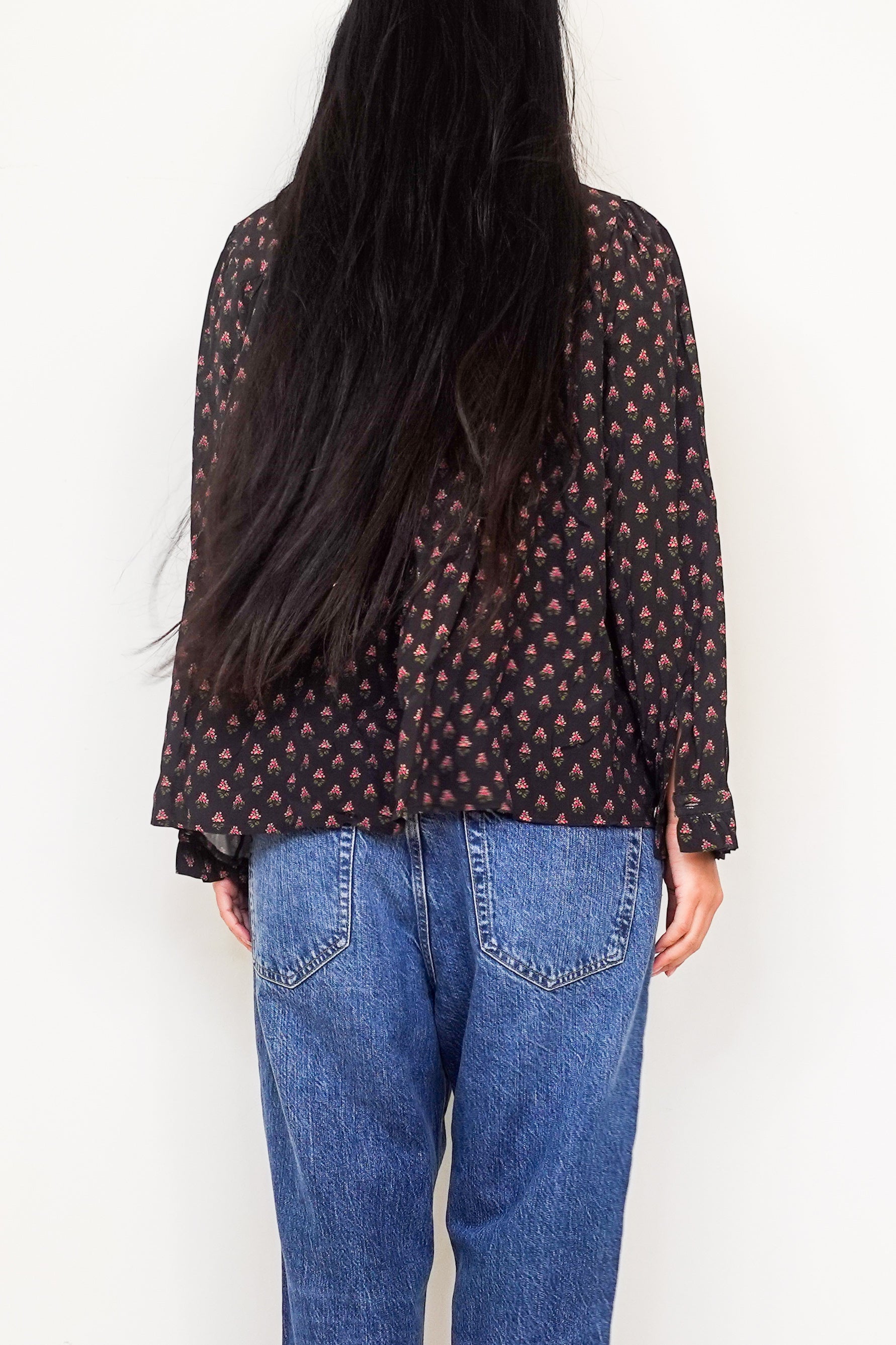 Black floral print blouse RRP £115