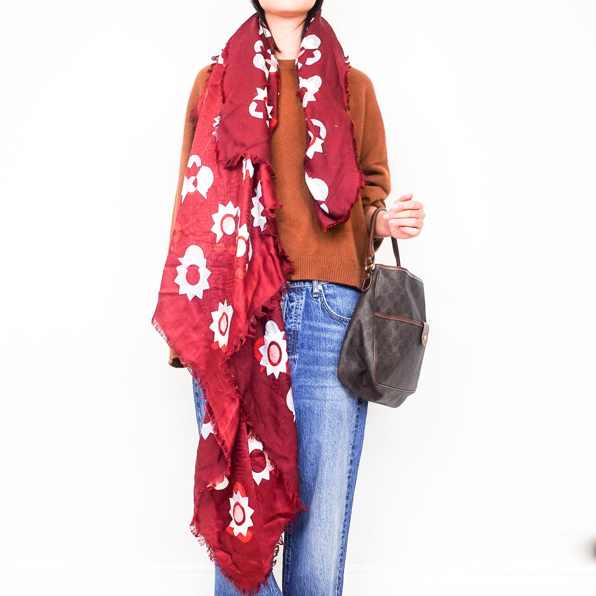 Red jacquard scarf RRP £430