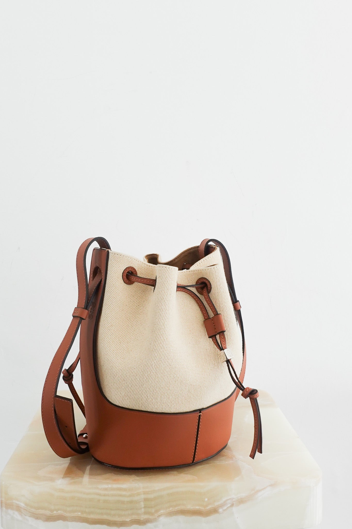 New LOEWE Small Balloon Leather & Canvas Bucket Bag RRP £1.7K | Authentic Preloved - Reloved Again