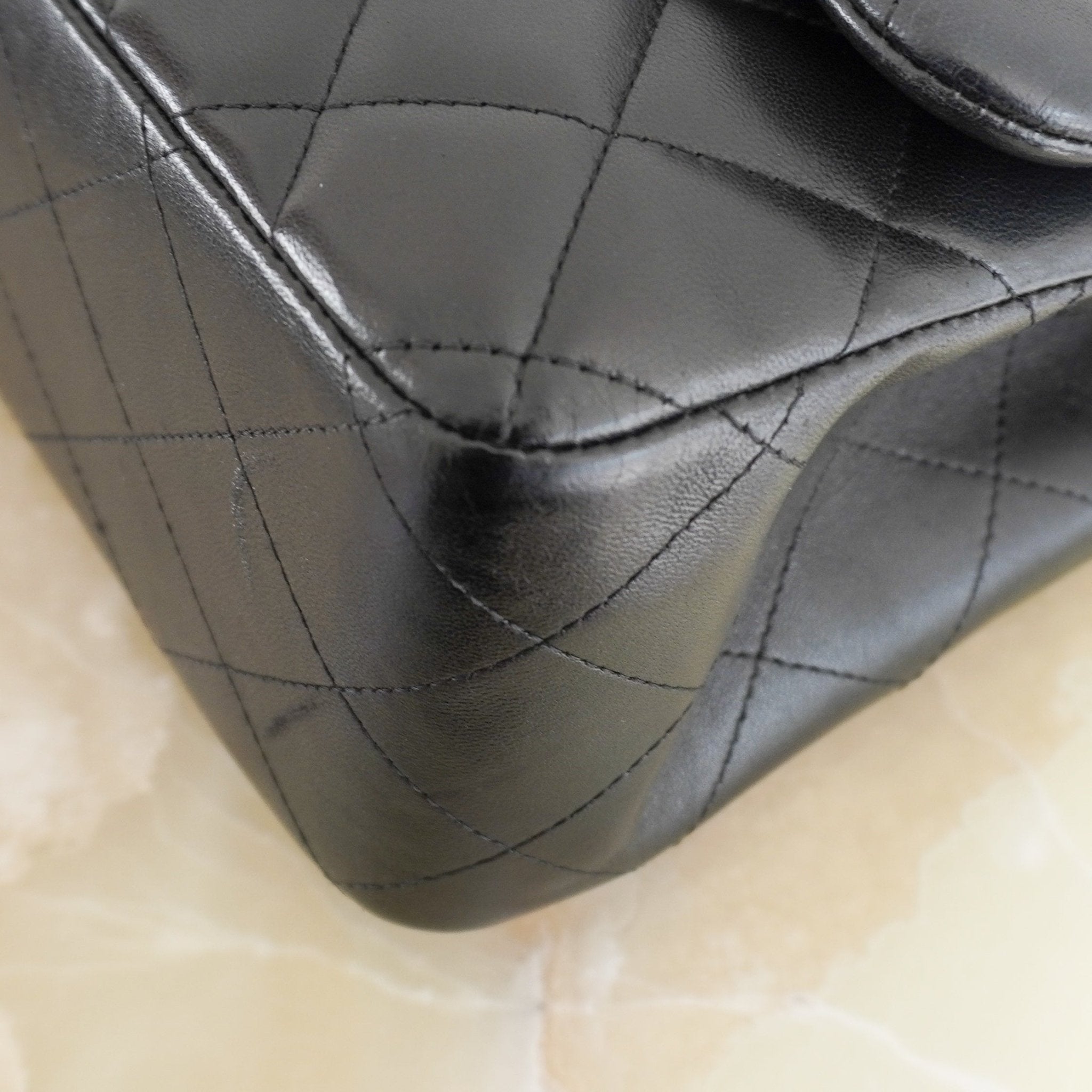 Chanel Jumbo Classic Handbag in Black Lambskin Leather with Gold-Tone Hardware (RRP £10,050) | Authentic Preloved - Reloved Again