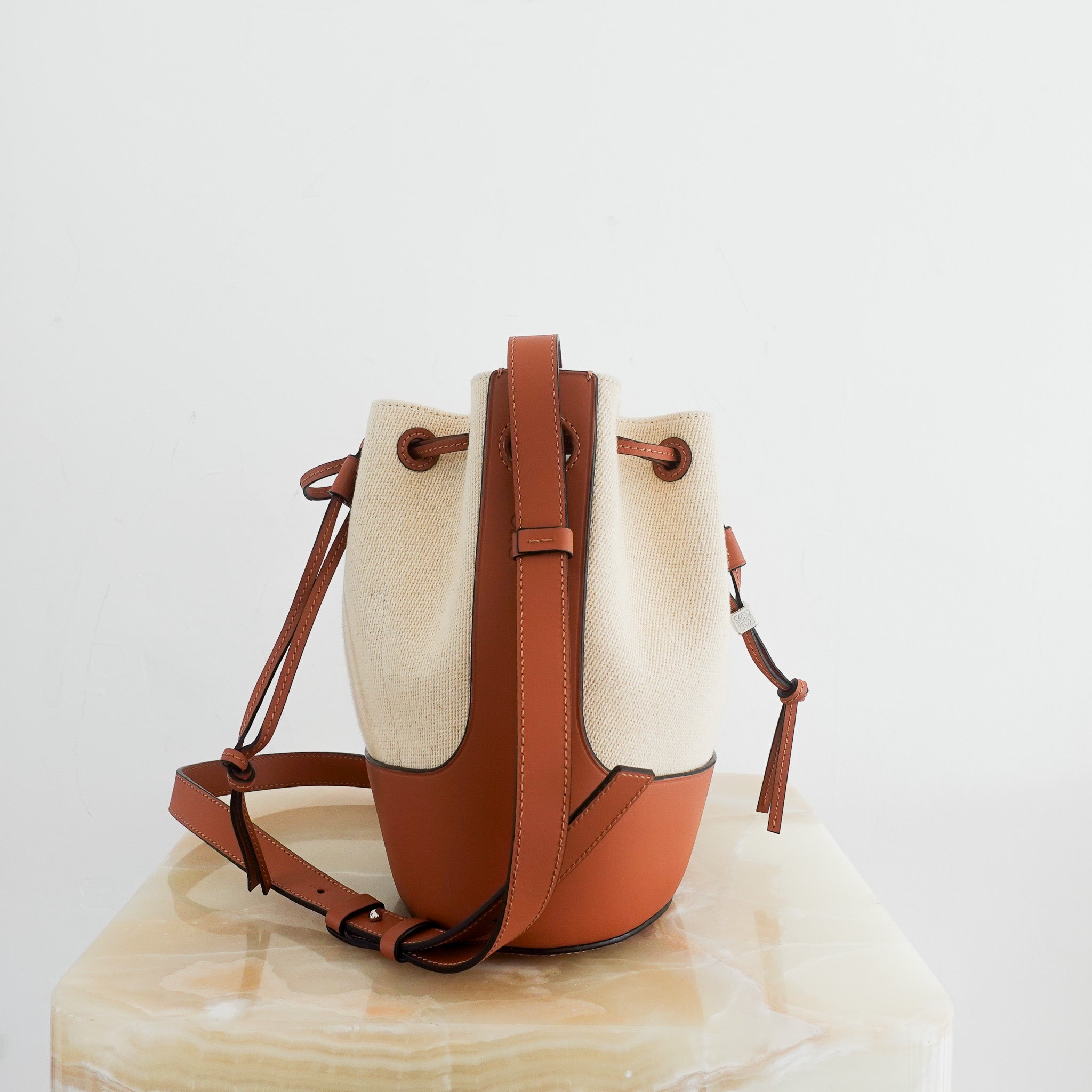 New LOEWE Small Balloon Leather & Canvas Bucket Bag RRP £1.7K | Authentic Preloved - Reloved Again