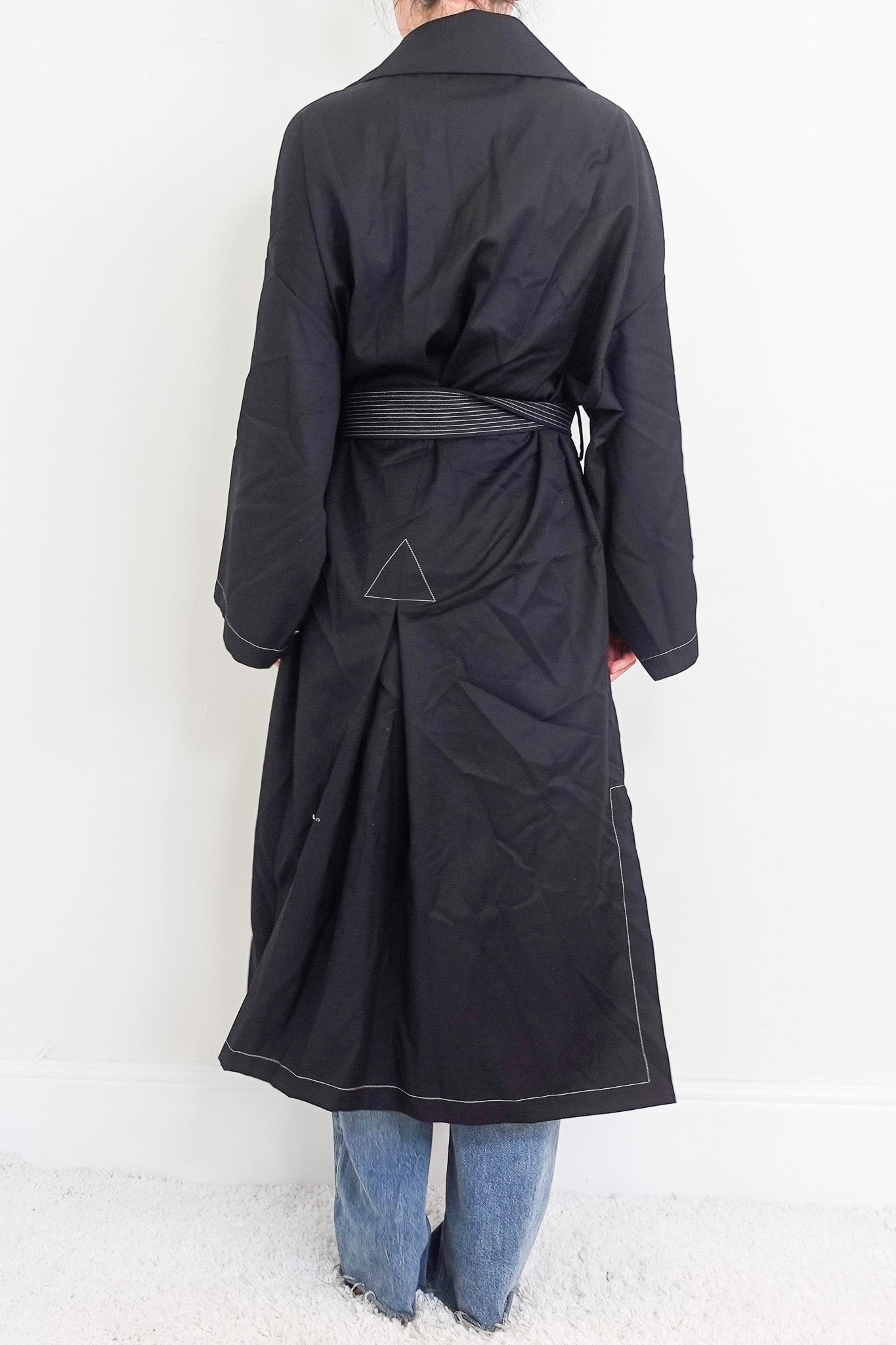 Black duster coat RRP £600