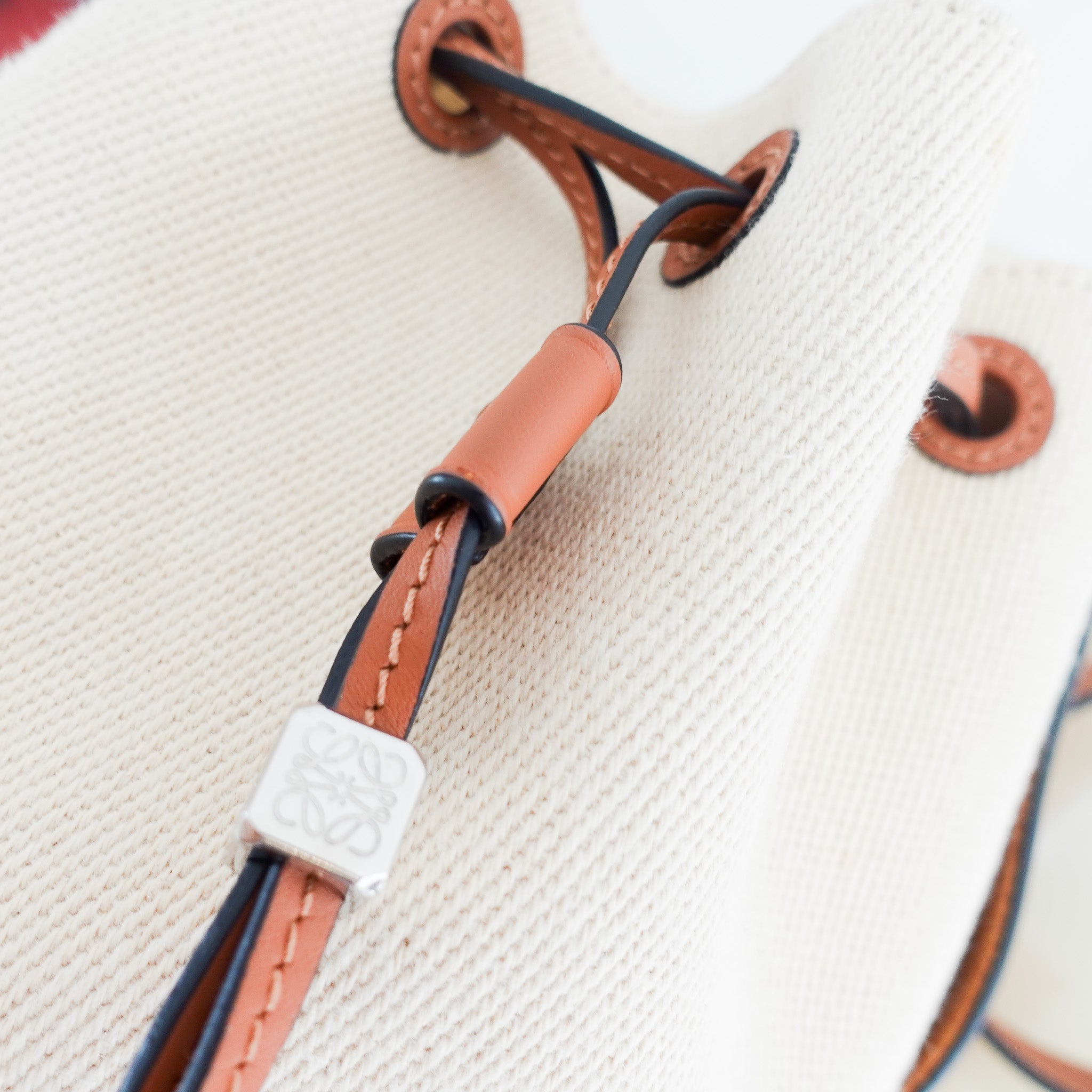 New LOEWE Small Balloon Leather & Canvas Bucket Bag RRP £1.7K | Authentic Preloved - Reloved Again