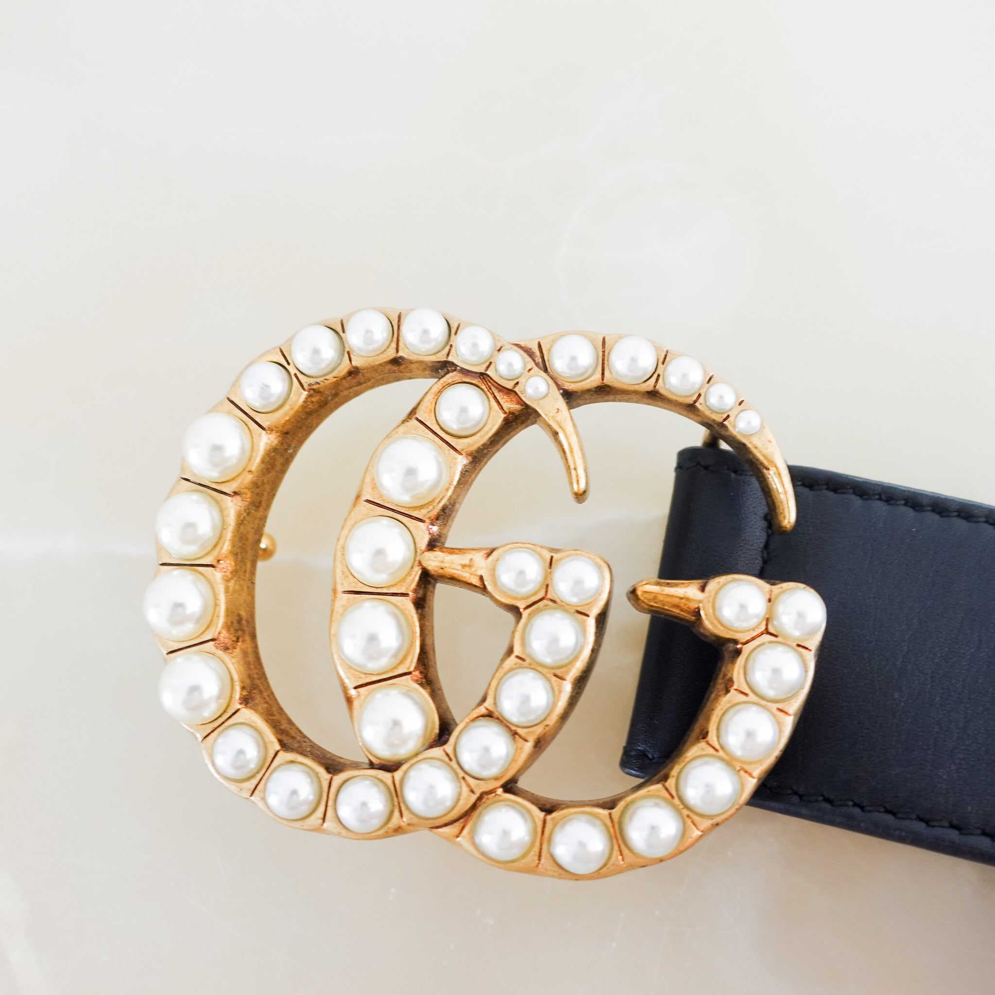 Gucci GG Pearl Gold Belt RRP £450 | Authentic Preloved - Reloved Again