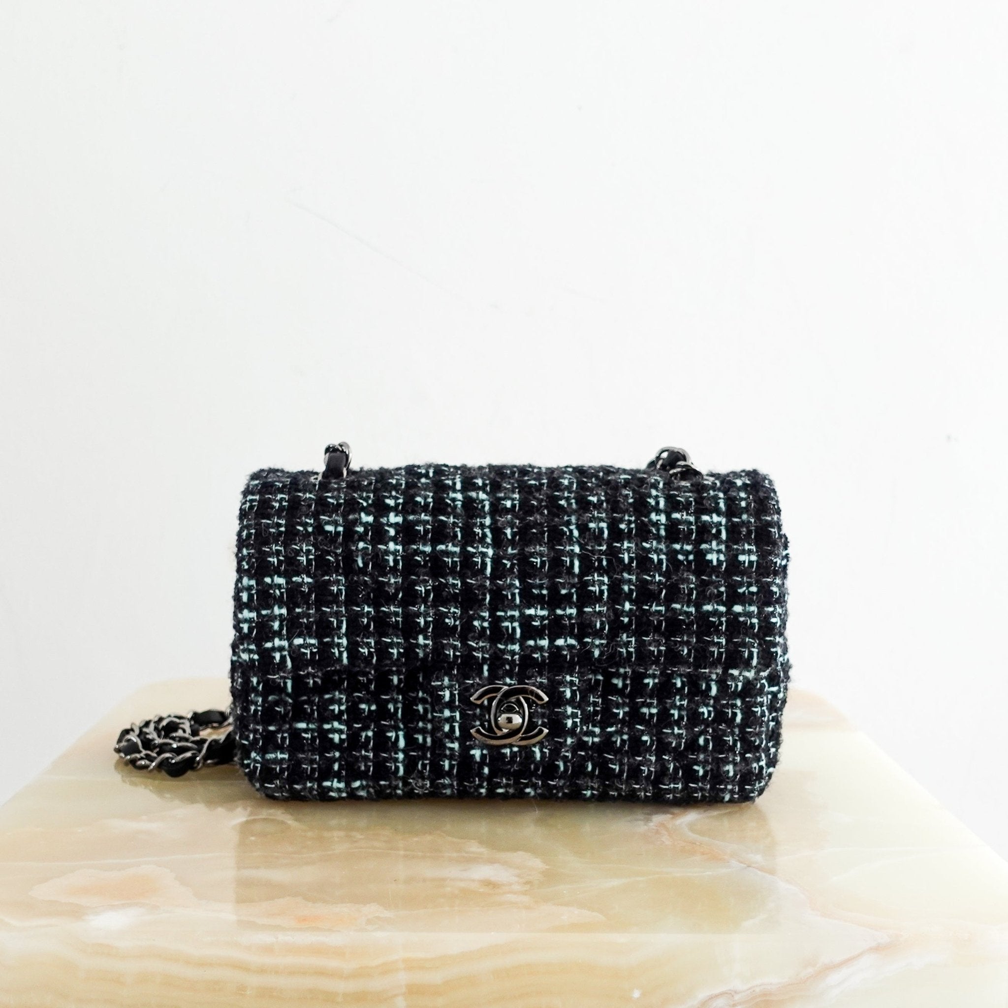 RARE Chanel Black Tweed mini Flap Bag | Authentic Preloved - Reloved Again