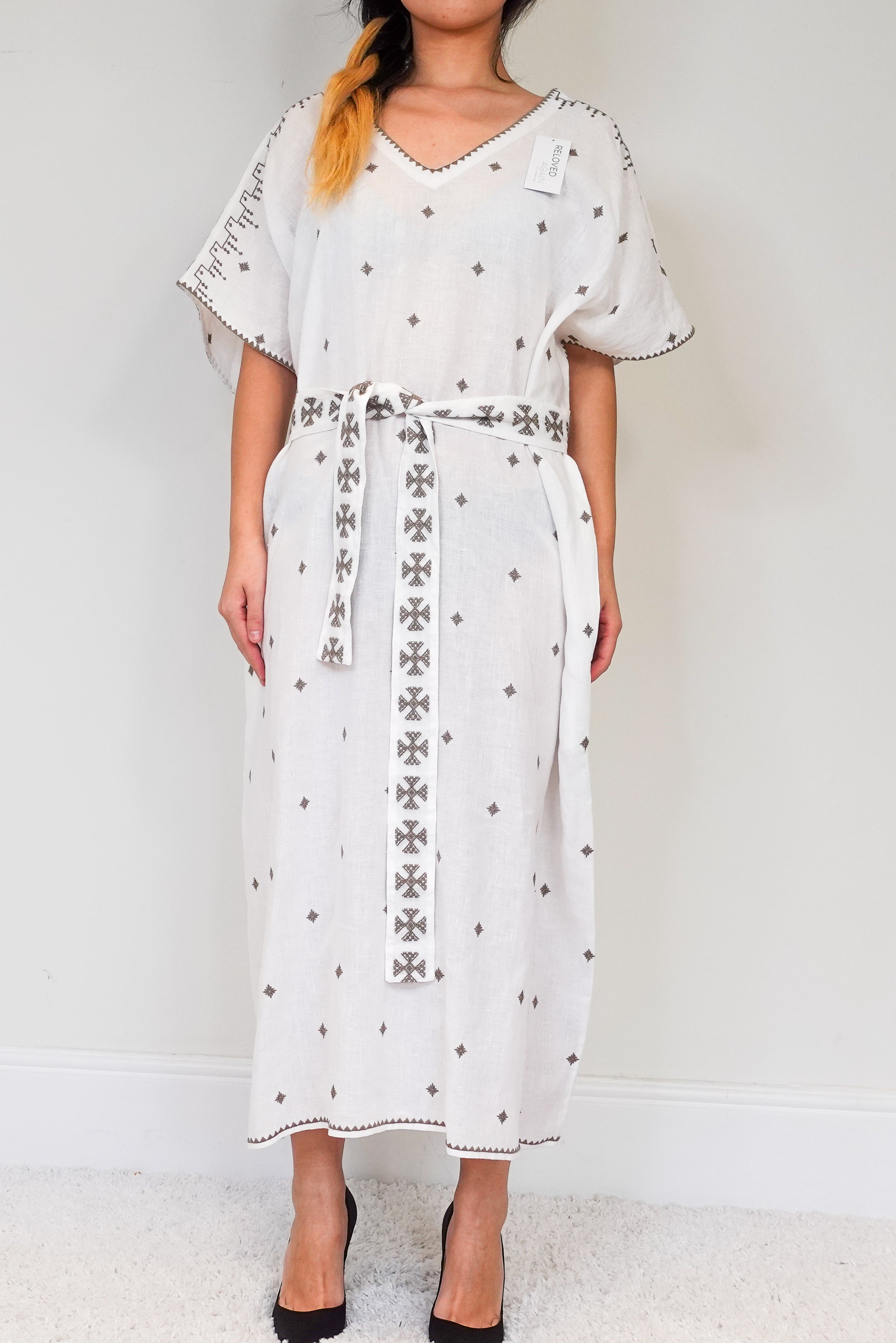 New White Patterned Kaftan RRP £226