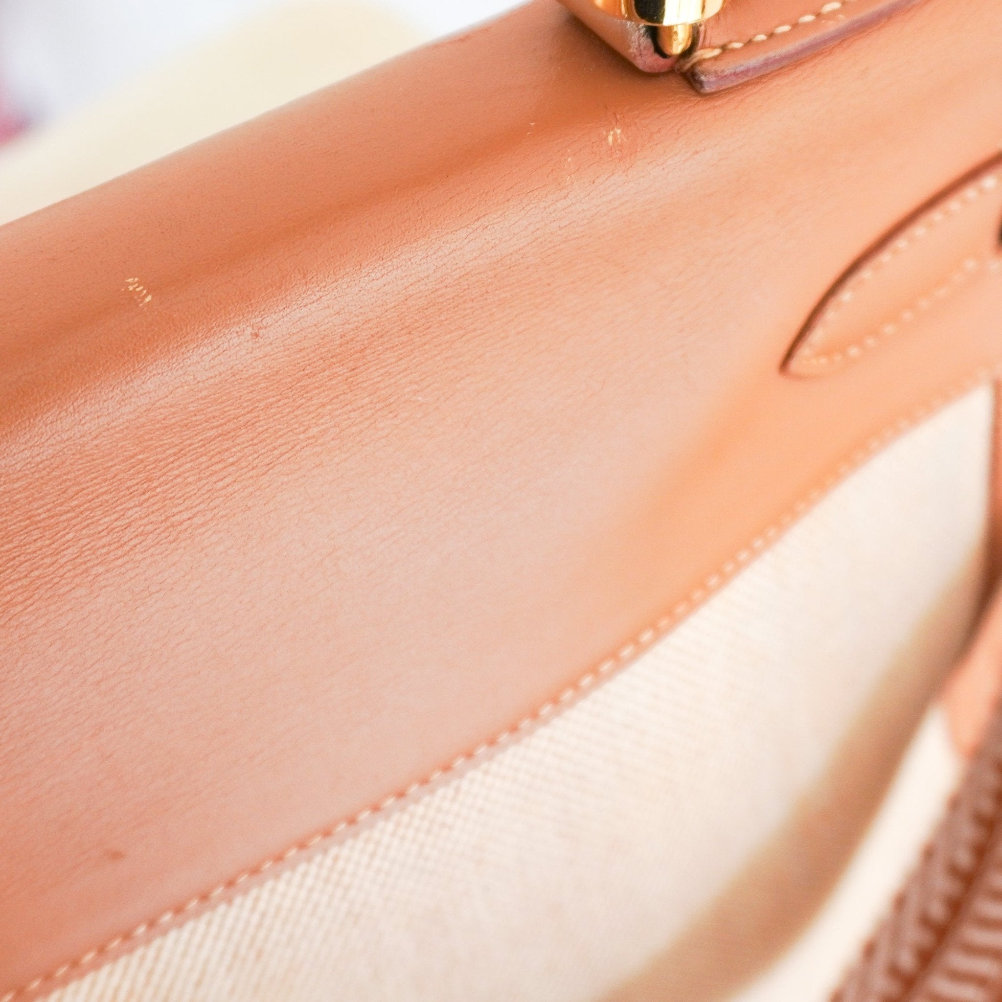Hermès Kelly 32 Natural Courchevel and Toile with Gold Hardware | Authentic Preloved - Reloved Again
