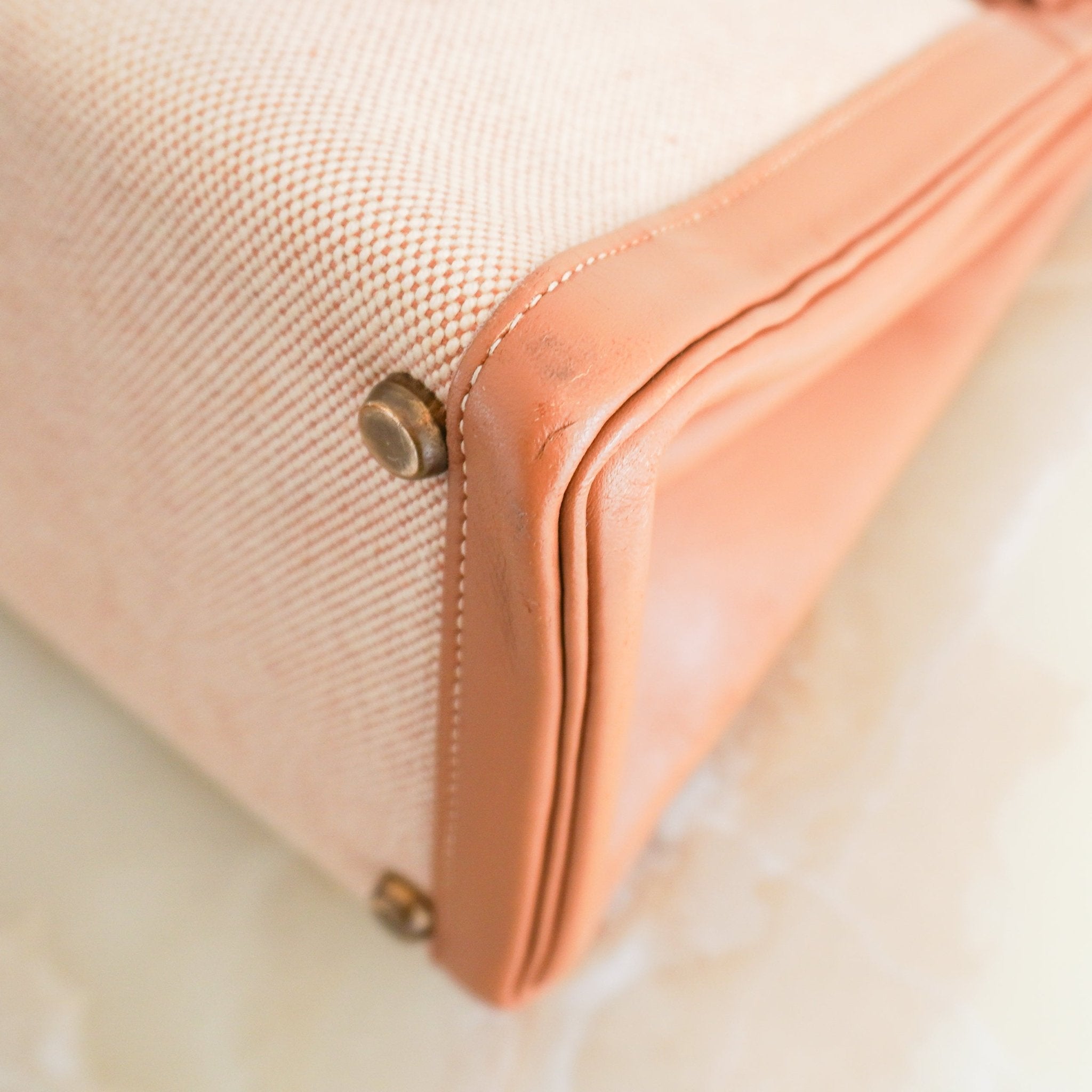 Hermès Kelly 32 Natural Courchevel and Toile with Gold Hardware | Authentic Preloved - Reloved Again