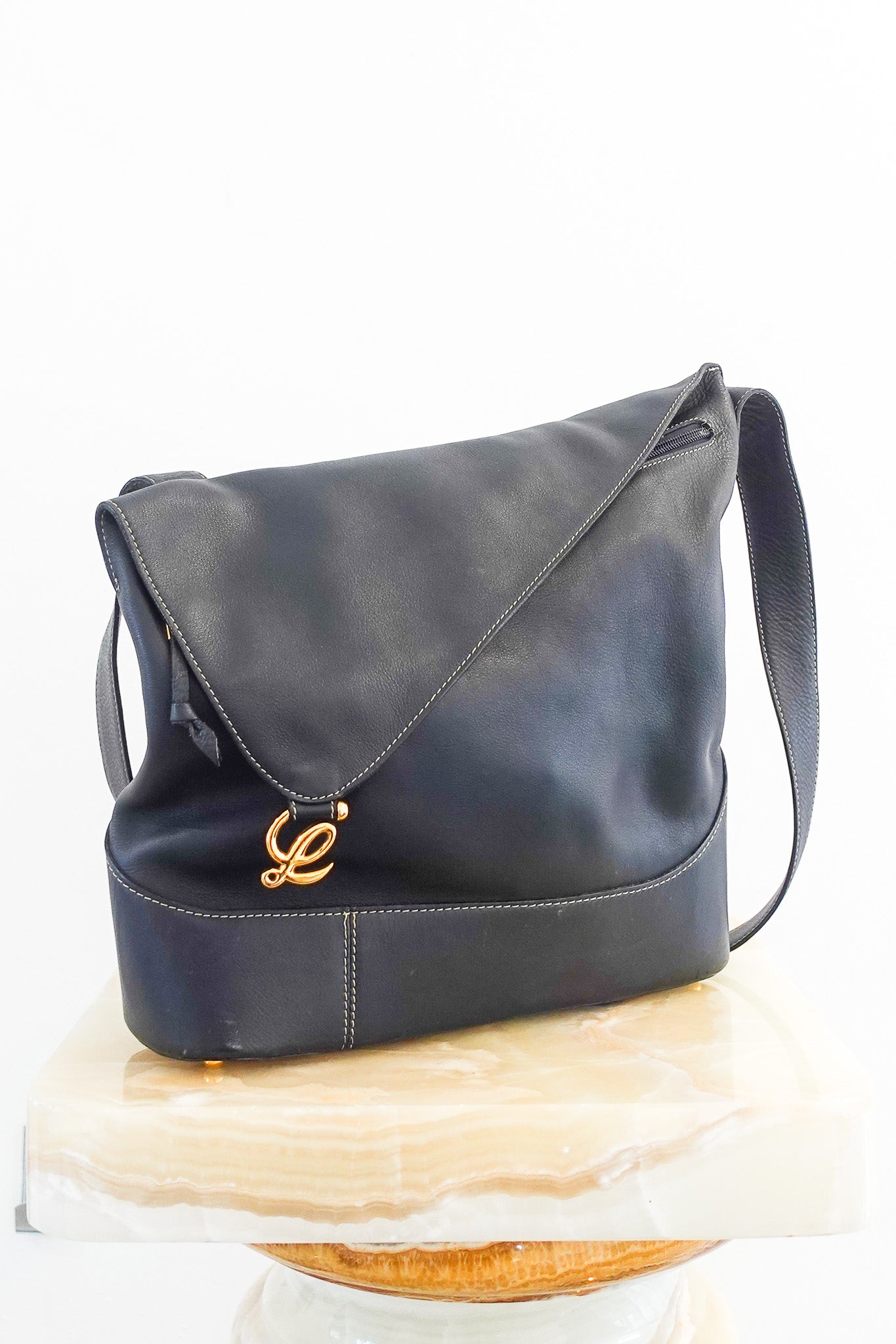 Anagram navy leather crossbody bag RRP £1k [final sale]