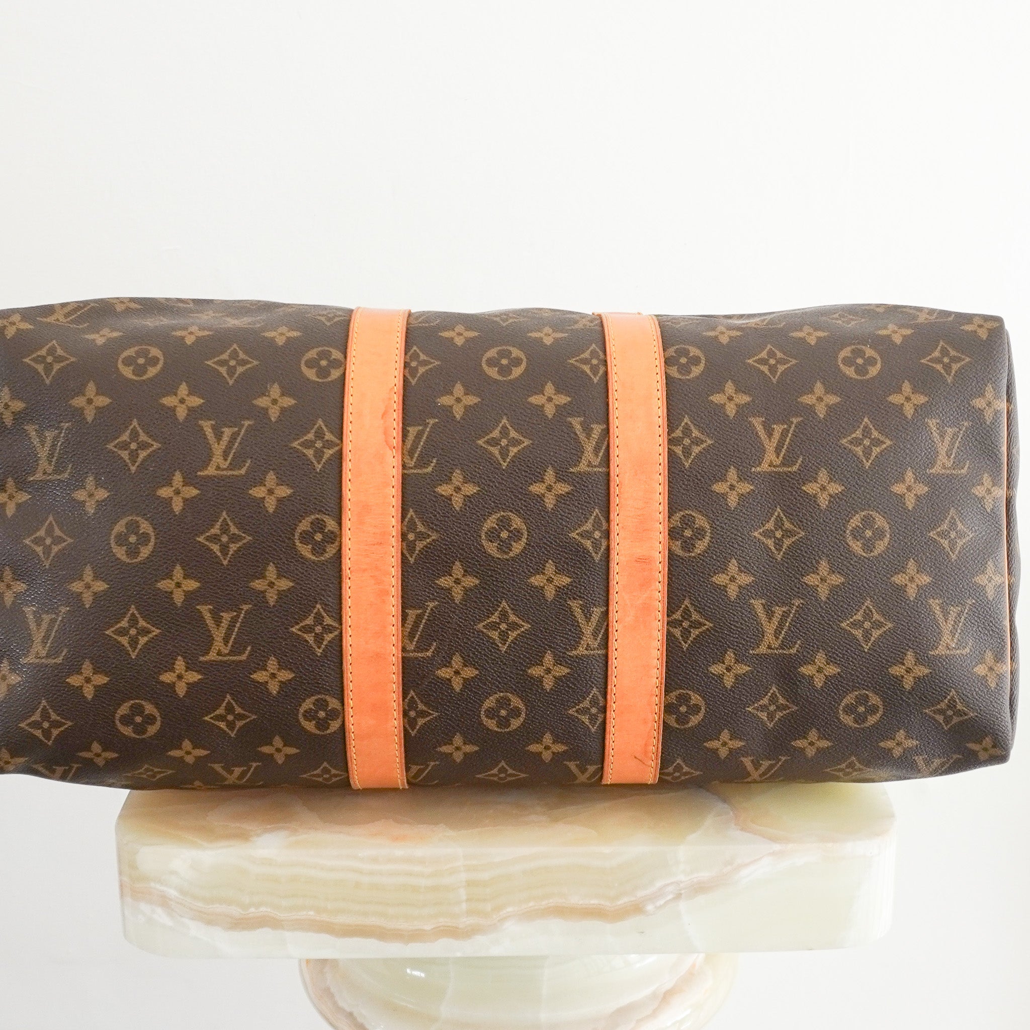 Louis Vuitton Keepall Bandoulière 45 in Brown Monogram Canvas with Vachetta Leather (RRP £1960) | Authentic Preloved