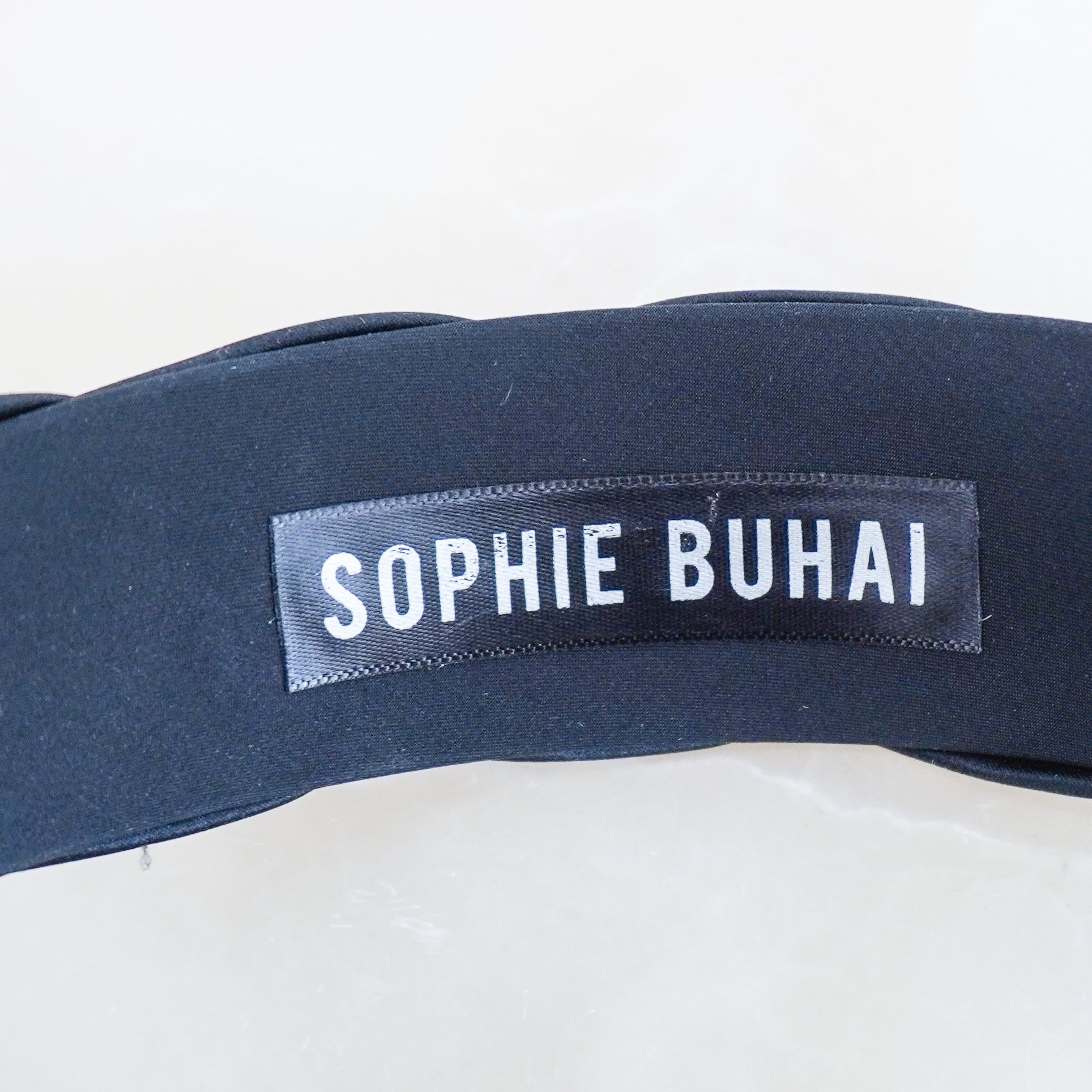 Sophie Buhai Twisted Black Satin Headband (RRP £250) | Authentic Preloved - Reloved Again