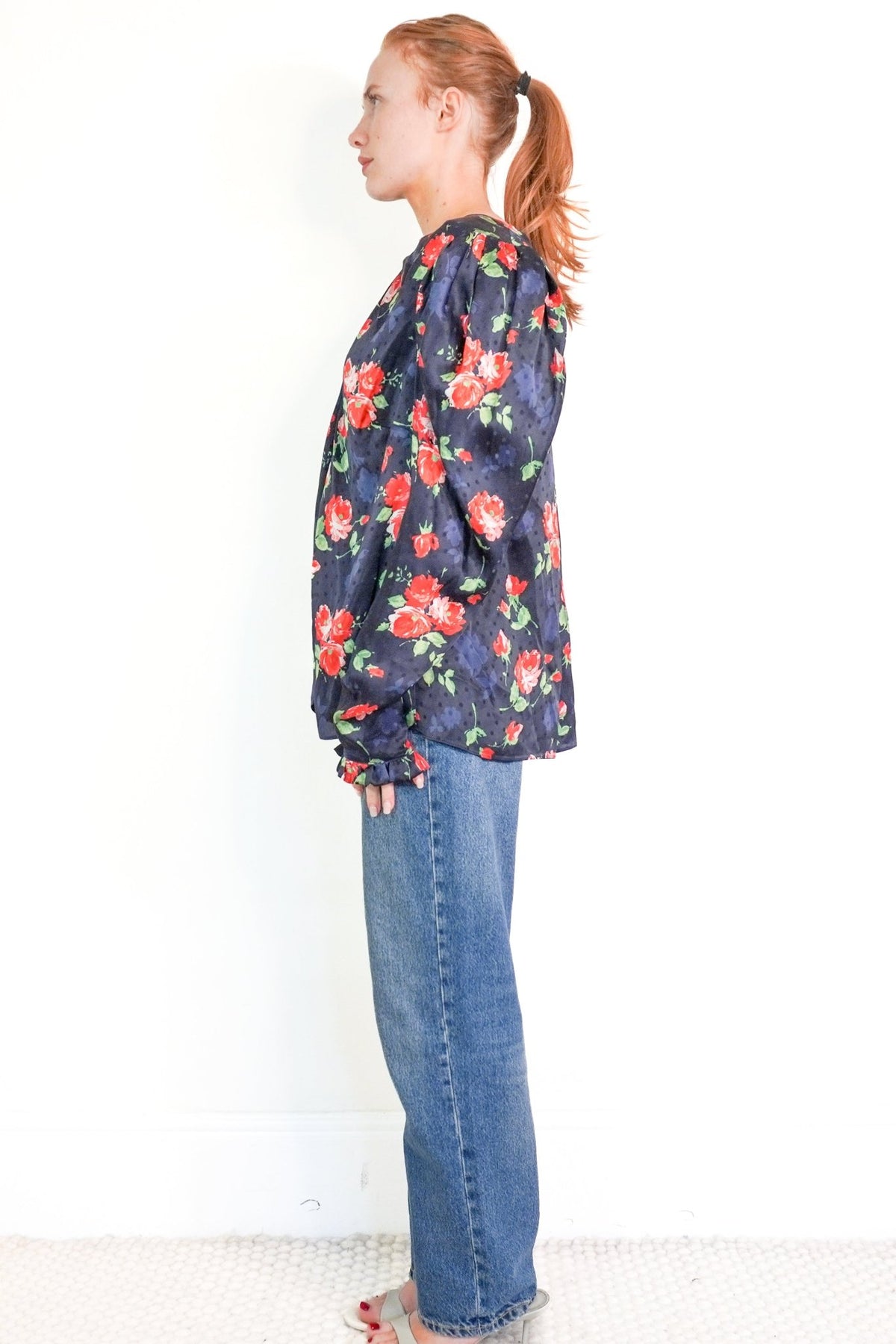 Magda Butrym Navy Floral Blouse (RRP £450) | Authentic Preloved - Reloved Again