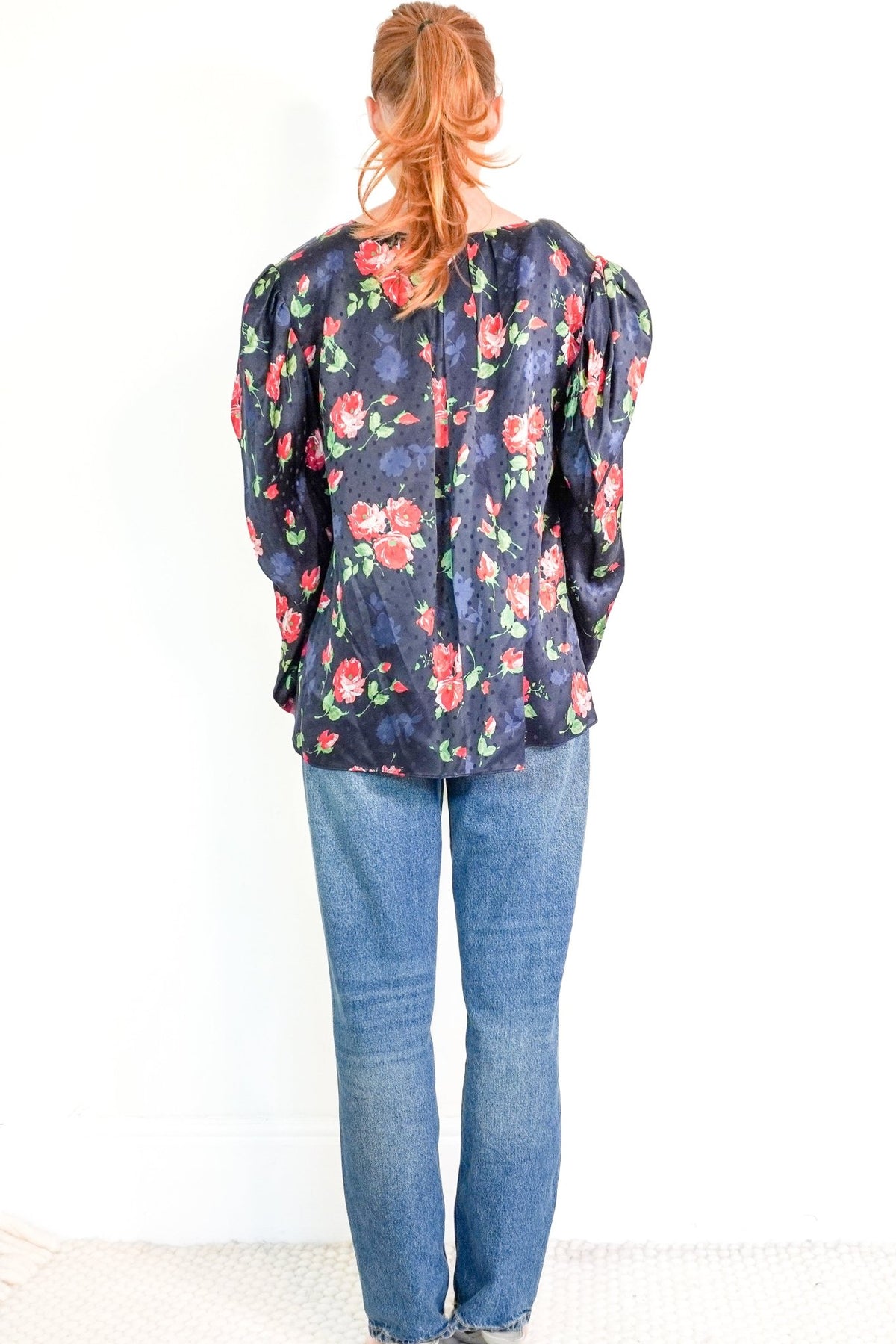 Magda Butrym Navy Floral Blouse (RRP £450) | Authentic Preloved - Reloved Again