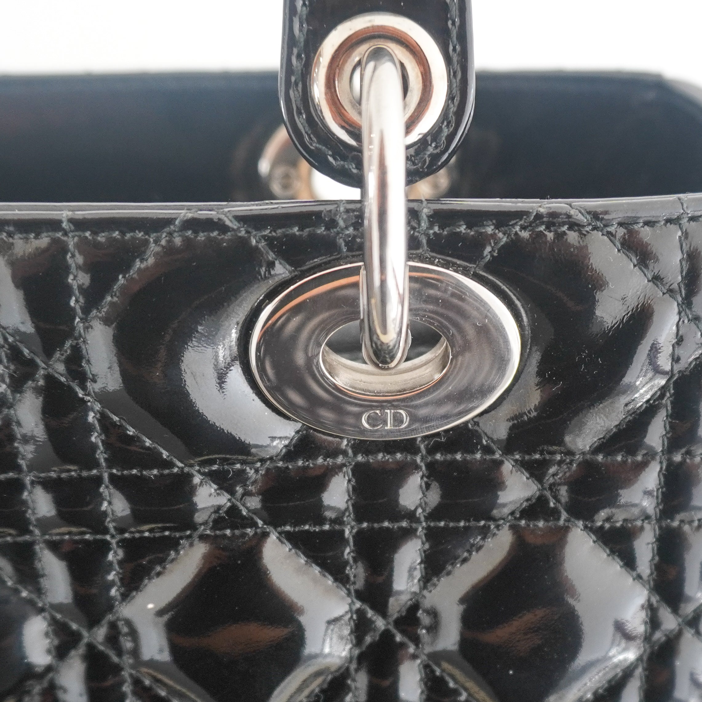 Dior Medium Lady Dior Bag Black Patent Cannage Lambskin (RRP £5300) | Authentic Preloved