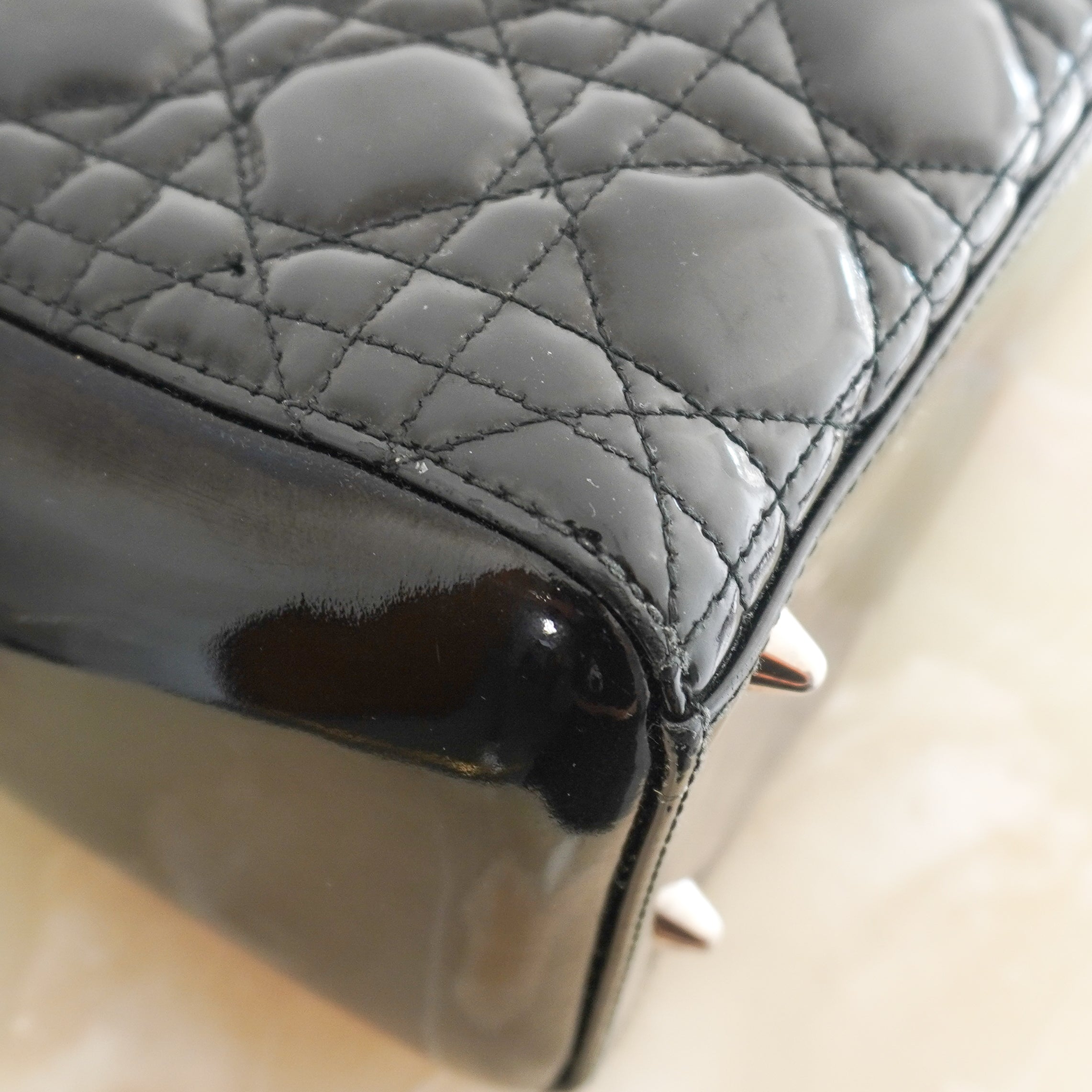 Dior Medium Lady Dior Bag Black Patent Cannage Lambskin (RRP £5300) | Authentic Preloved