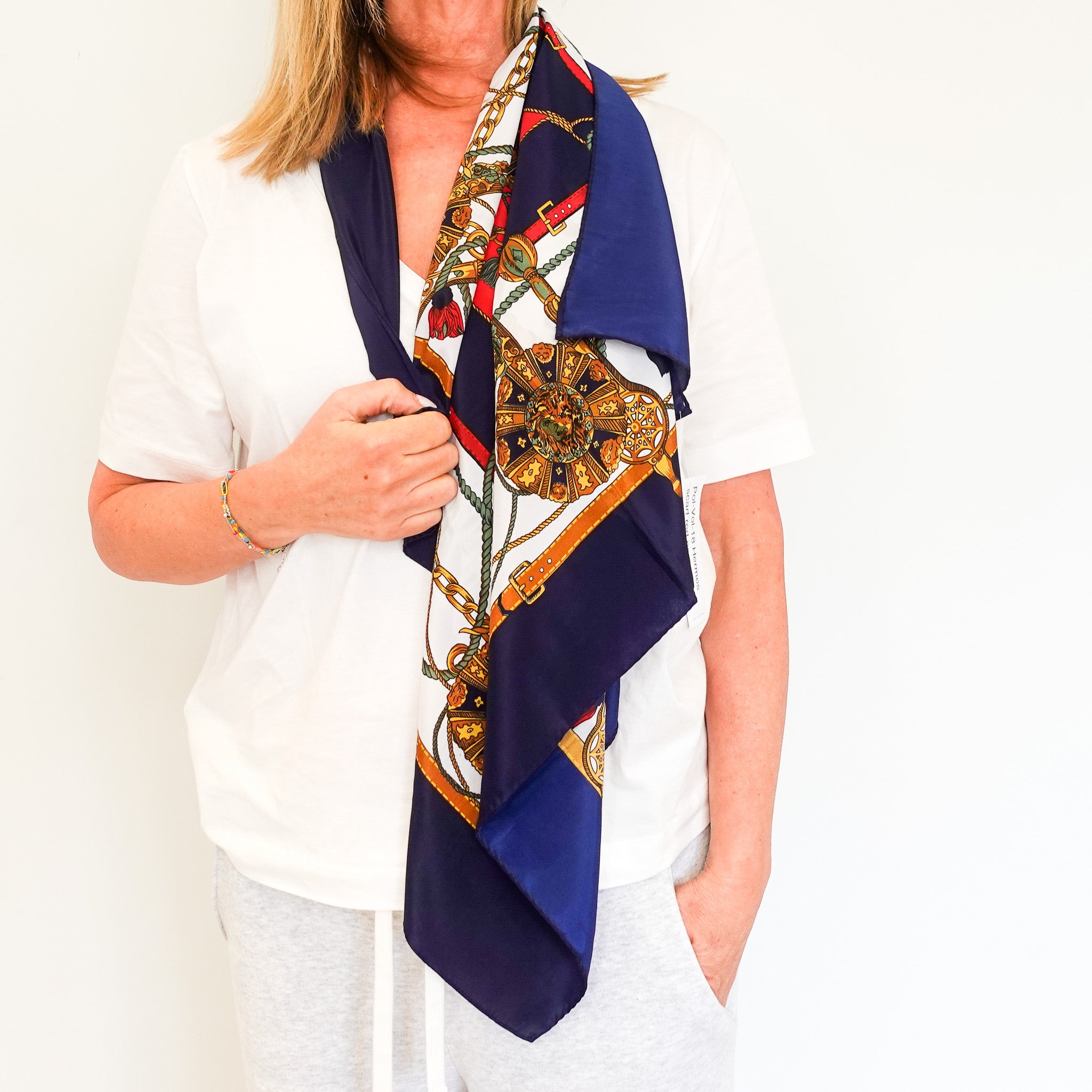 Navy print scarf RRP £350