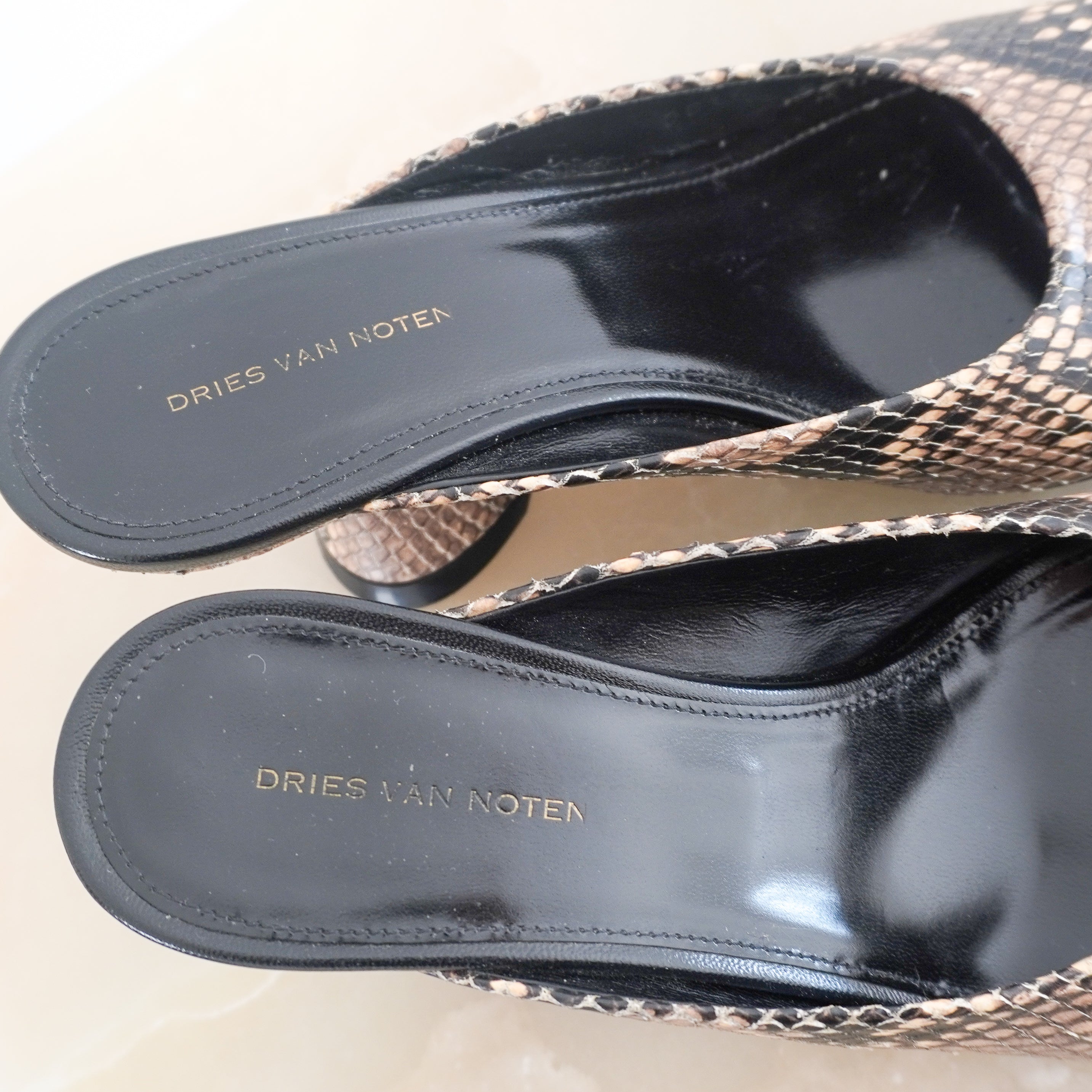 Dries Van Noten Snakeskin Wedge-Heel Mules (RRP £396) | Authentic Preloved