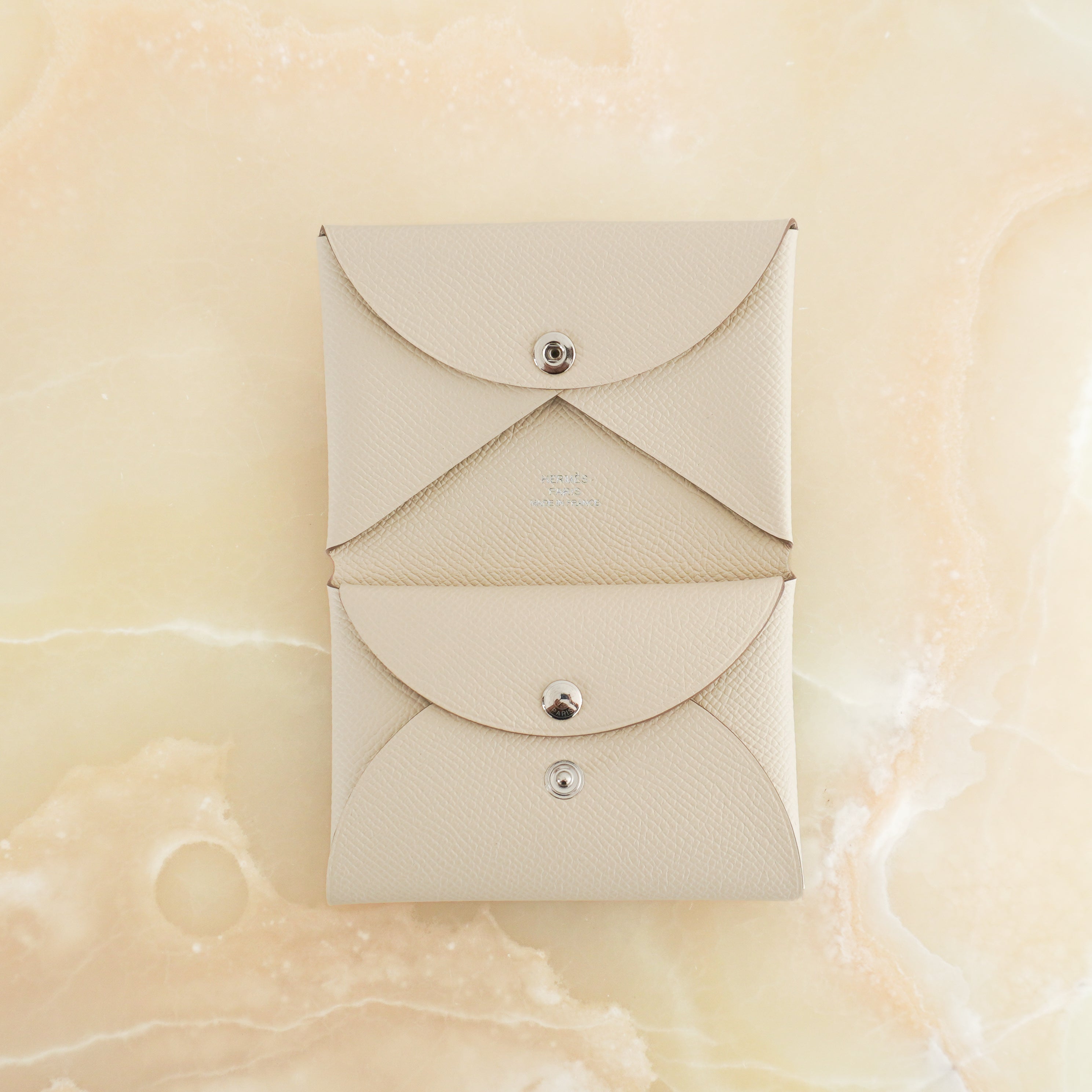 Hermès Calvi Card Holder in Cream Epsom Leather (RRP £530) | Authentic Preloved