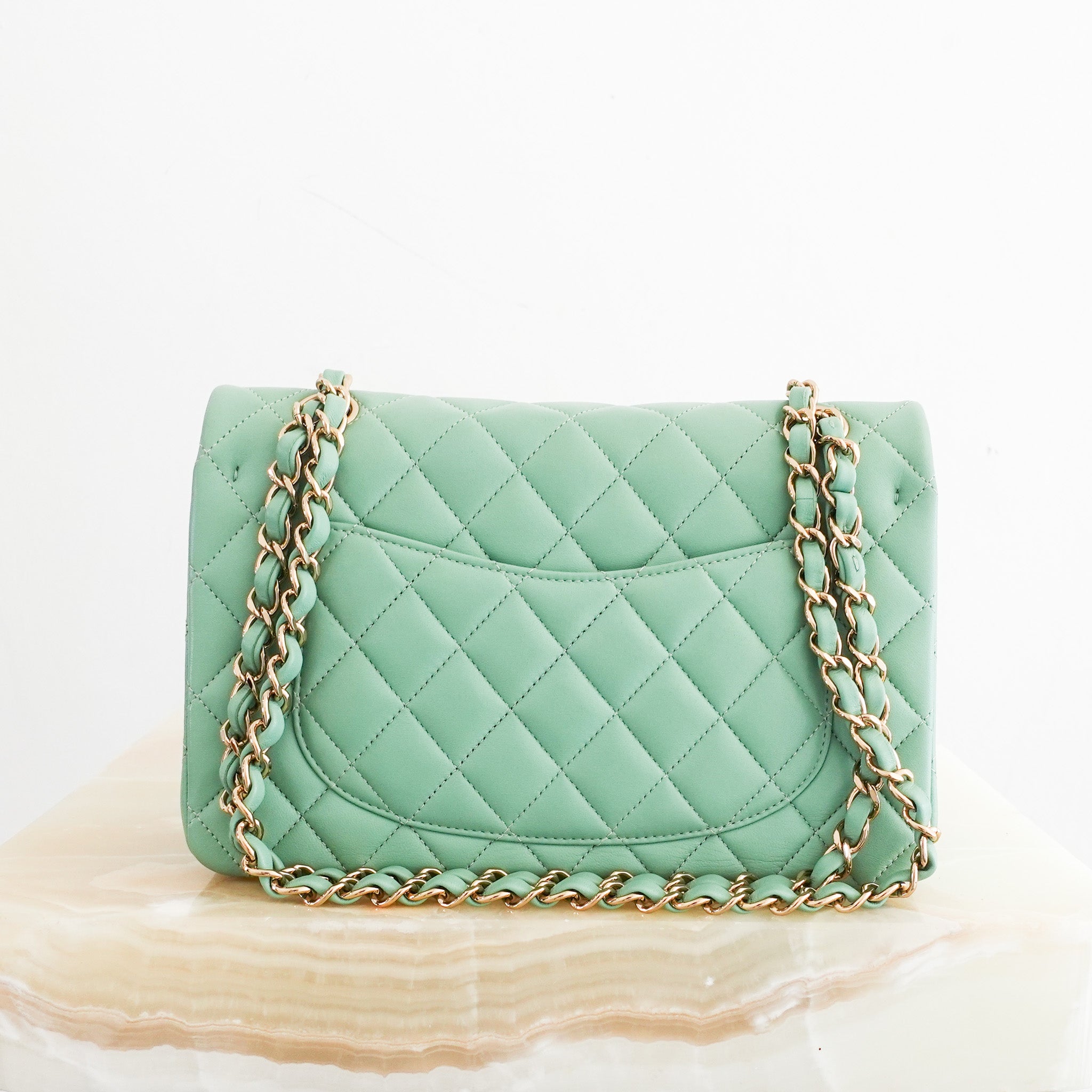 Green Small Double Flap Lambskin Gold Hardware RRP £10k