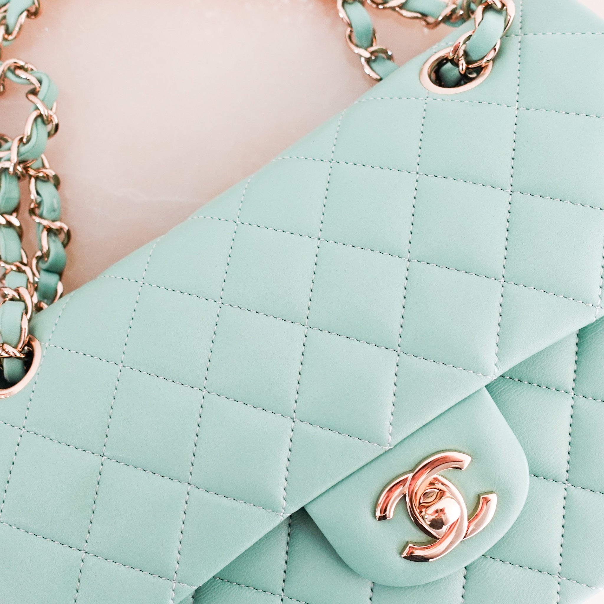 Green Small Double Flap Lambskin Gold Hardware RRP £10k