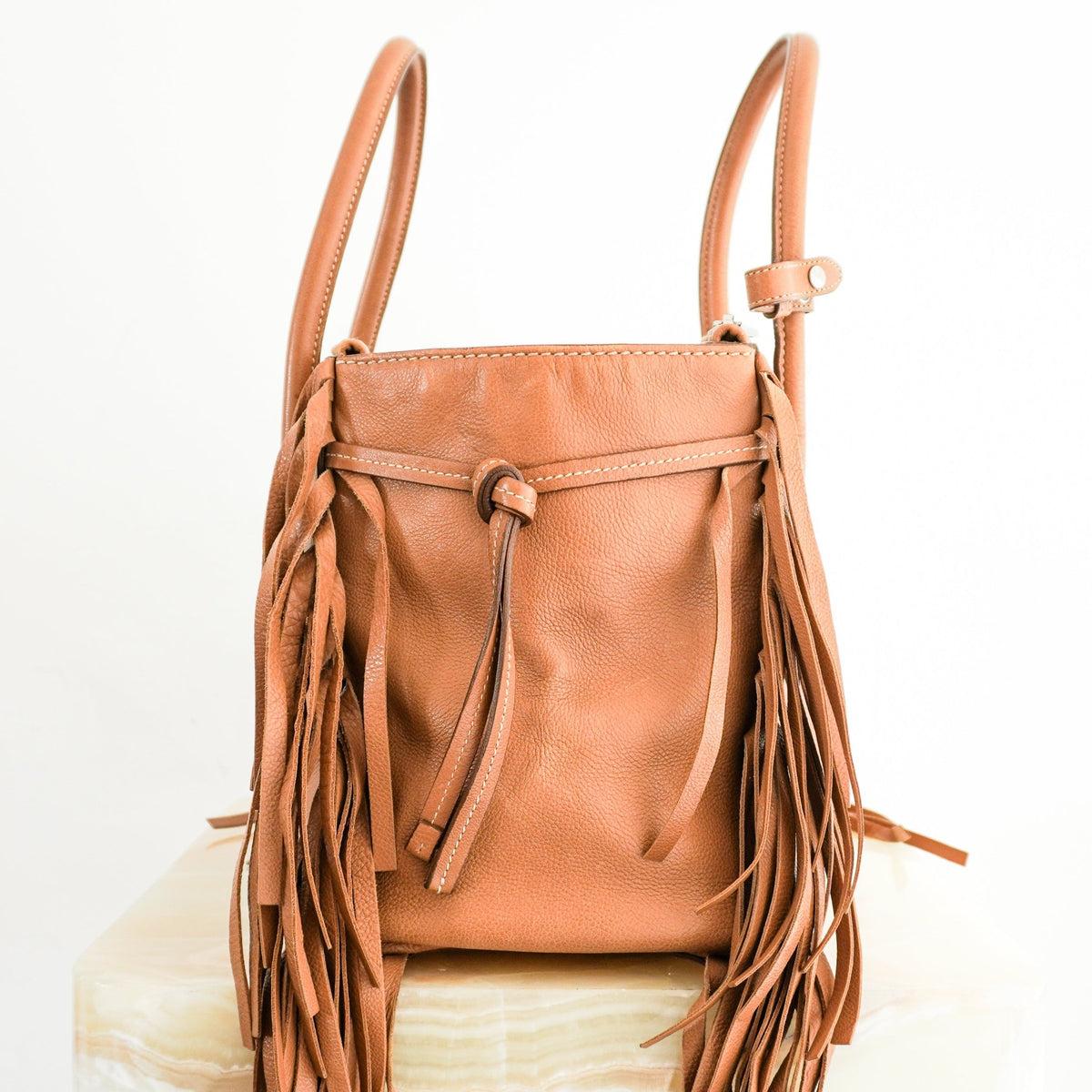 Prada Glacé Calf Fringed Twin Pocket Satchel Tote (RRP £1400) | Authentic Preloved - Reloved Again