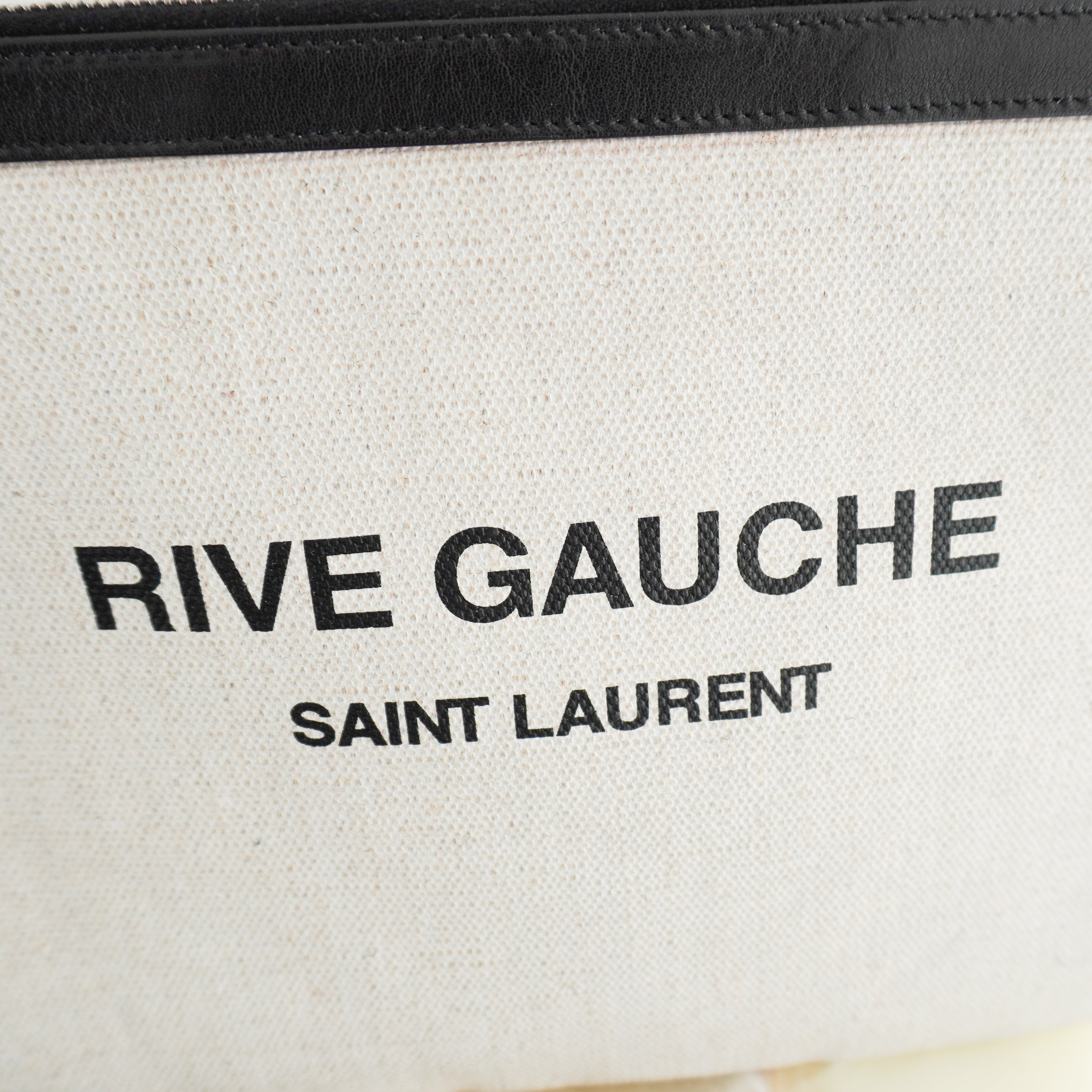 Saint Laurent Rive Gauche Zipped Pouch in Natural and Black (RRP £450) | Authentic Preloved