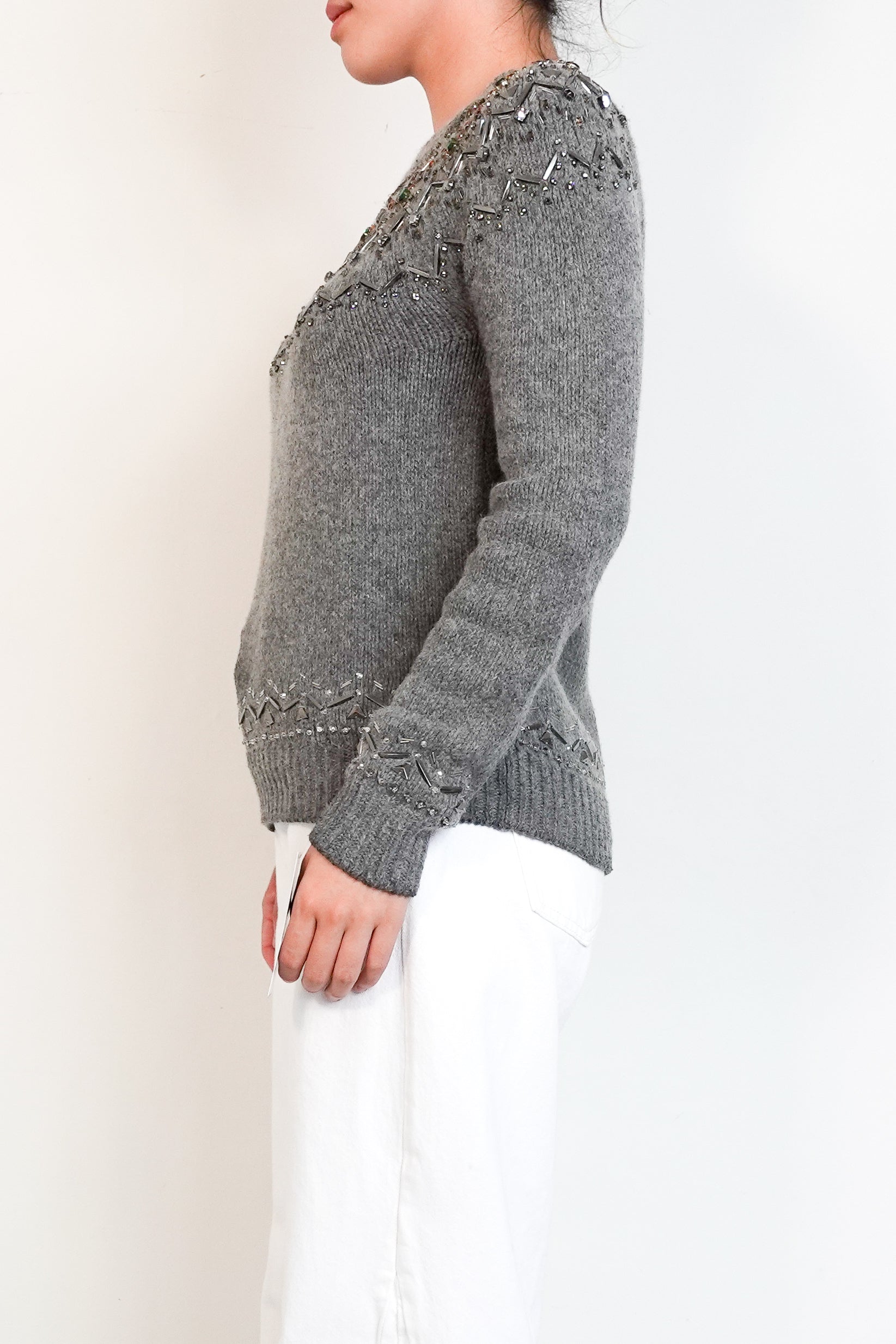 Gucci grey embellished aplaca knit jumper RRP £250 | Authentic Preloved