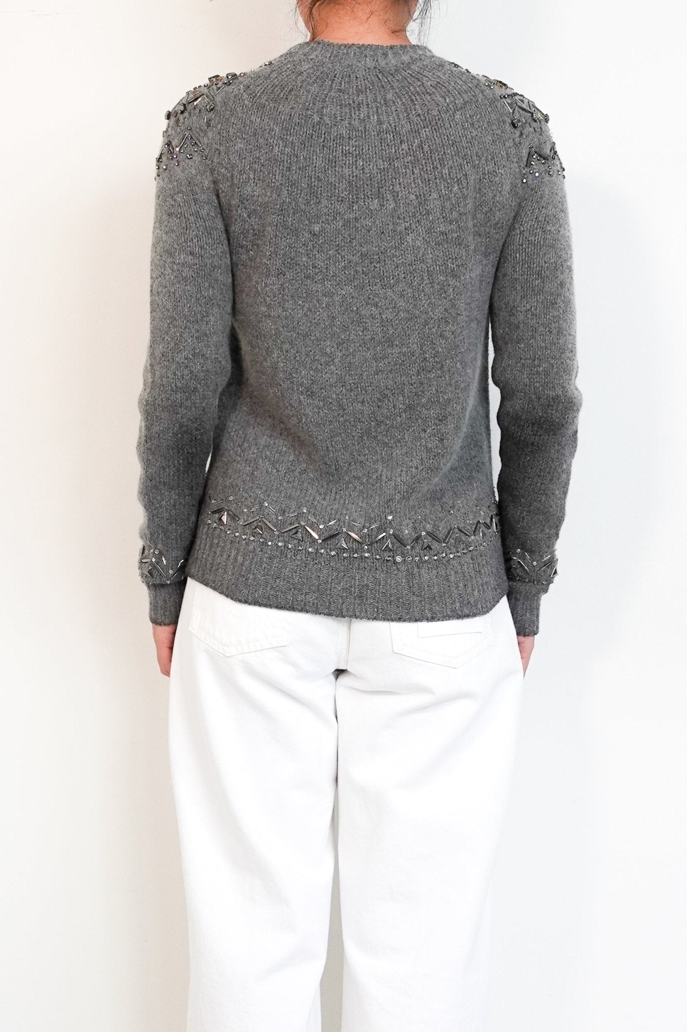 Gucci grey embellished aplaca knit jumper RRP £250 | Authentic Preloved - Reloved Again