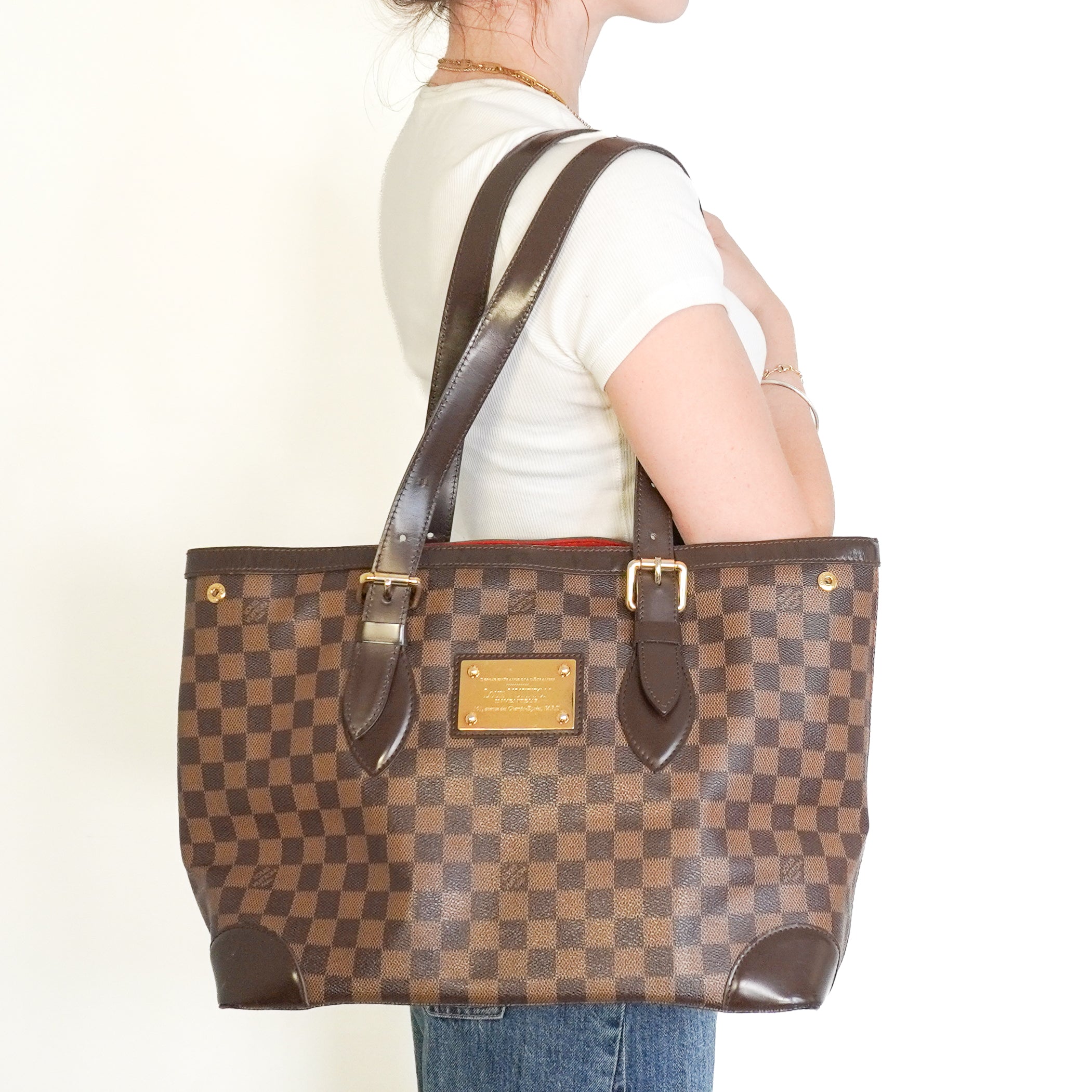 Louis Vuitton Hampstead MM Damier Ebene Tote Bag in Brown (RRP £1020) | Authentic Preloved