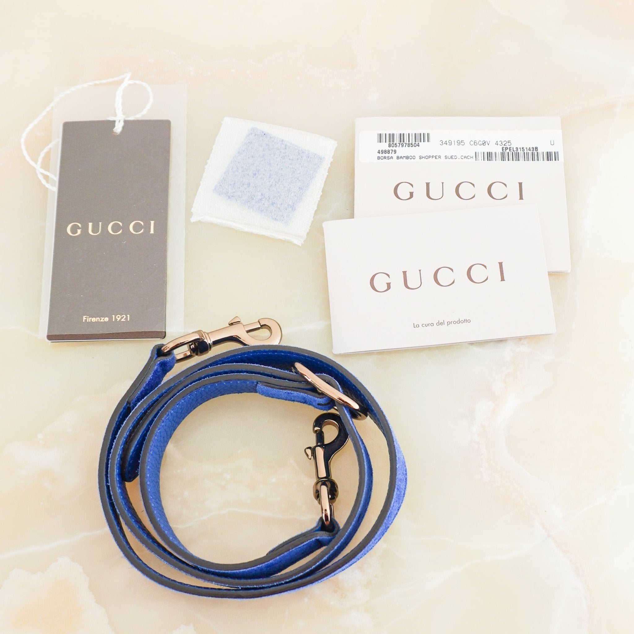 Gucci Blue Suede Borsa Bamboo Shopper Bag (RRP £1200) | Authentic Preloved - Reloved Again