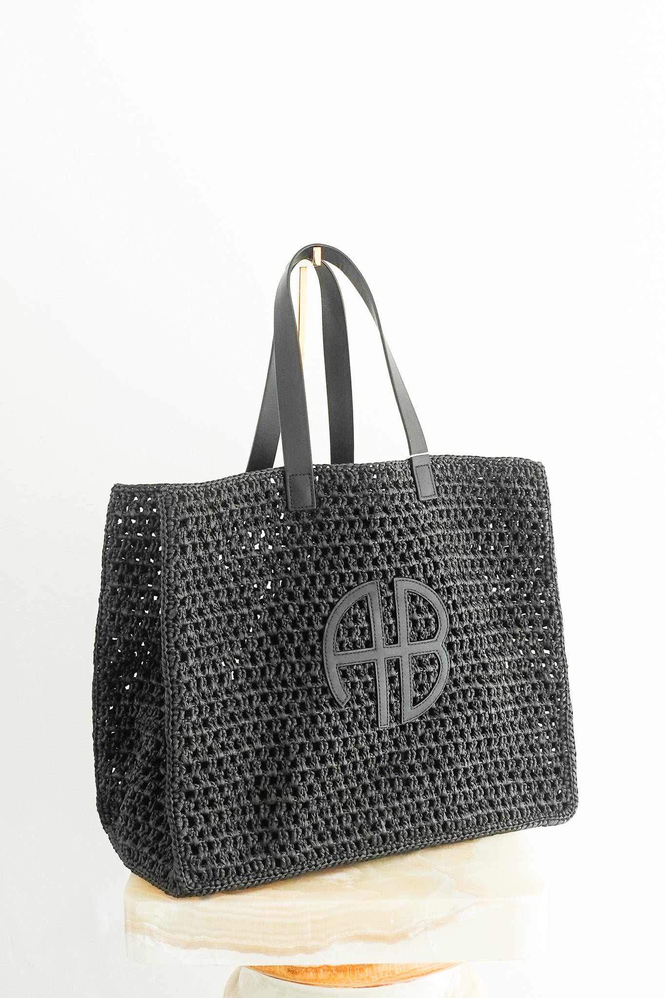 NEW black raffia basket bag RRP £450