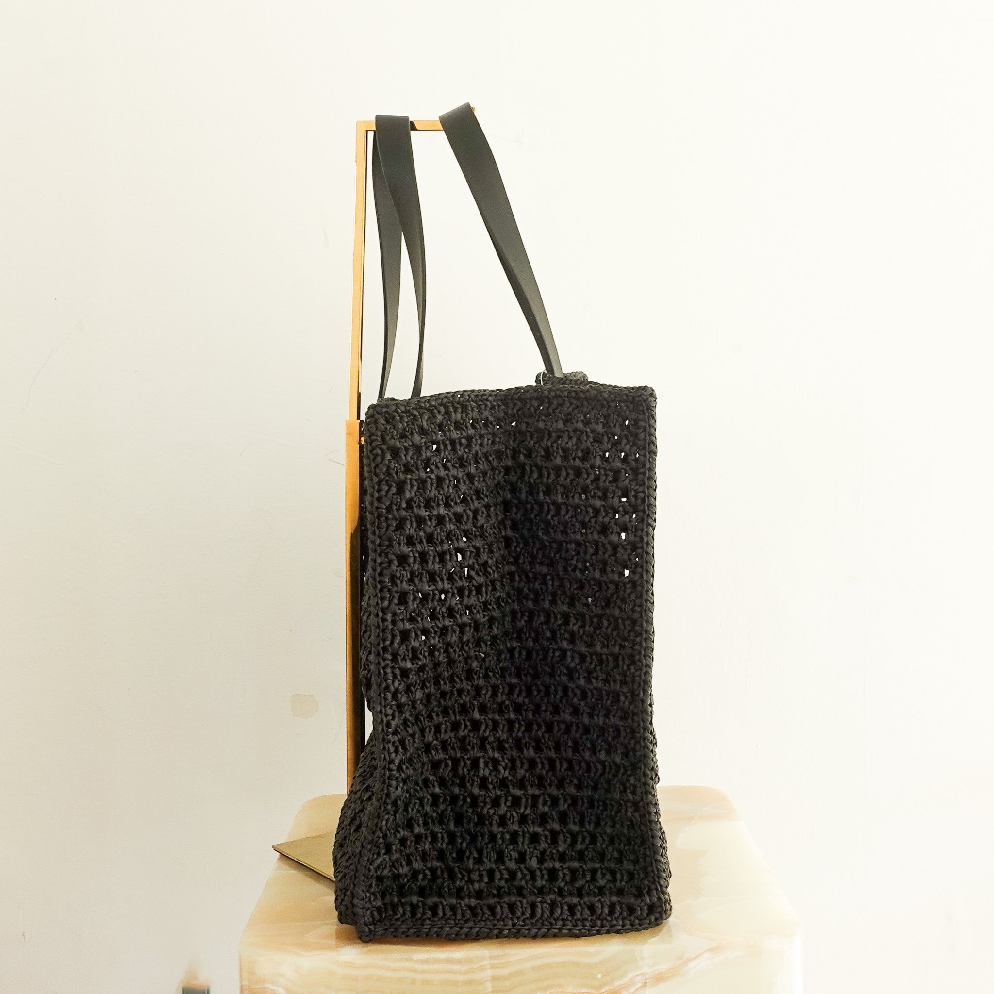 NEW black raffia basket bag RRP £450