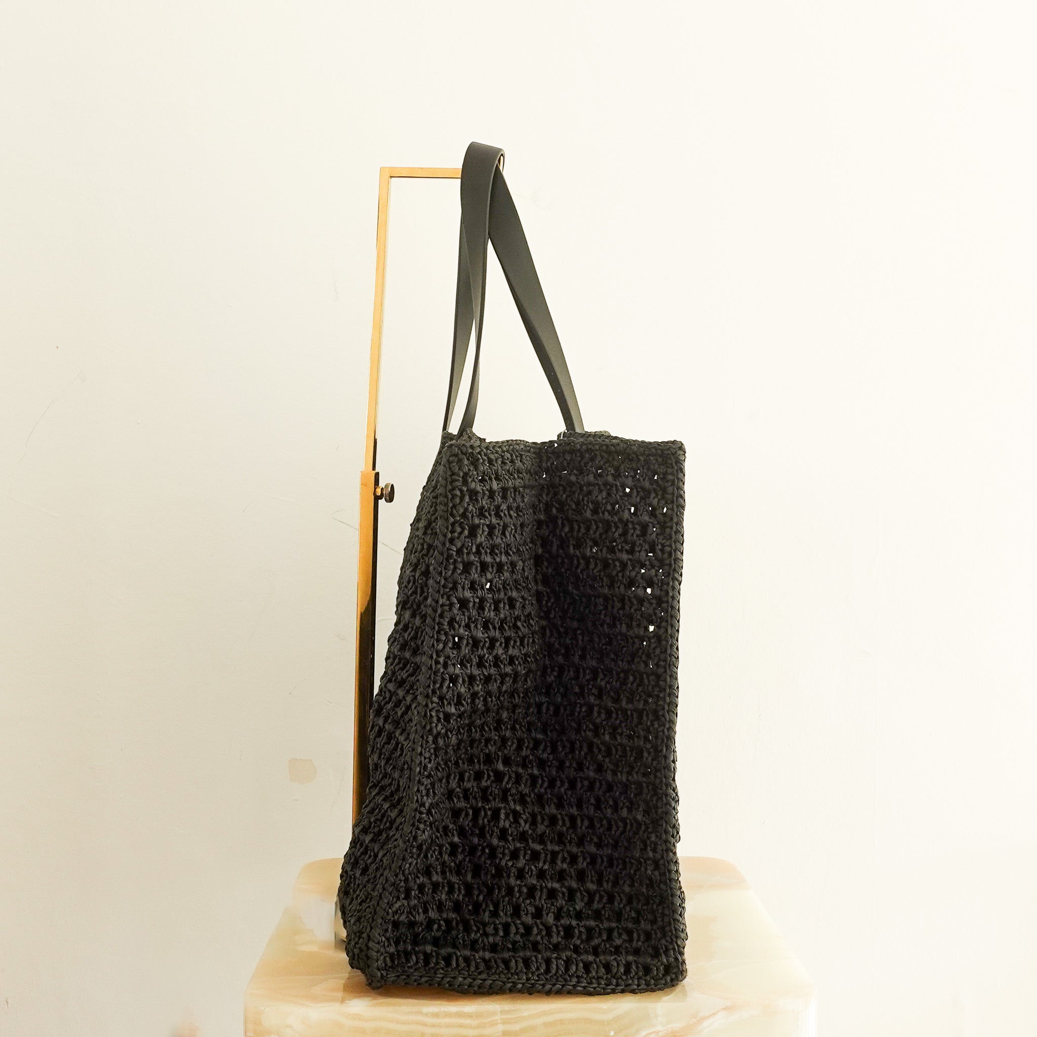 NEW black raffia basket bag RRP £450