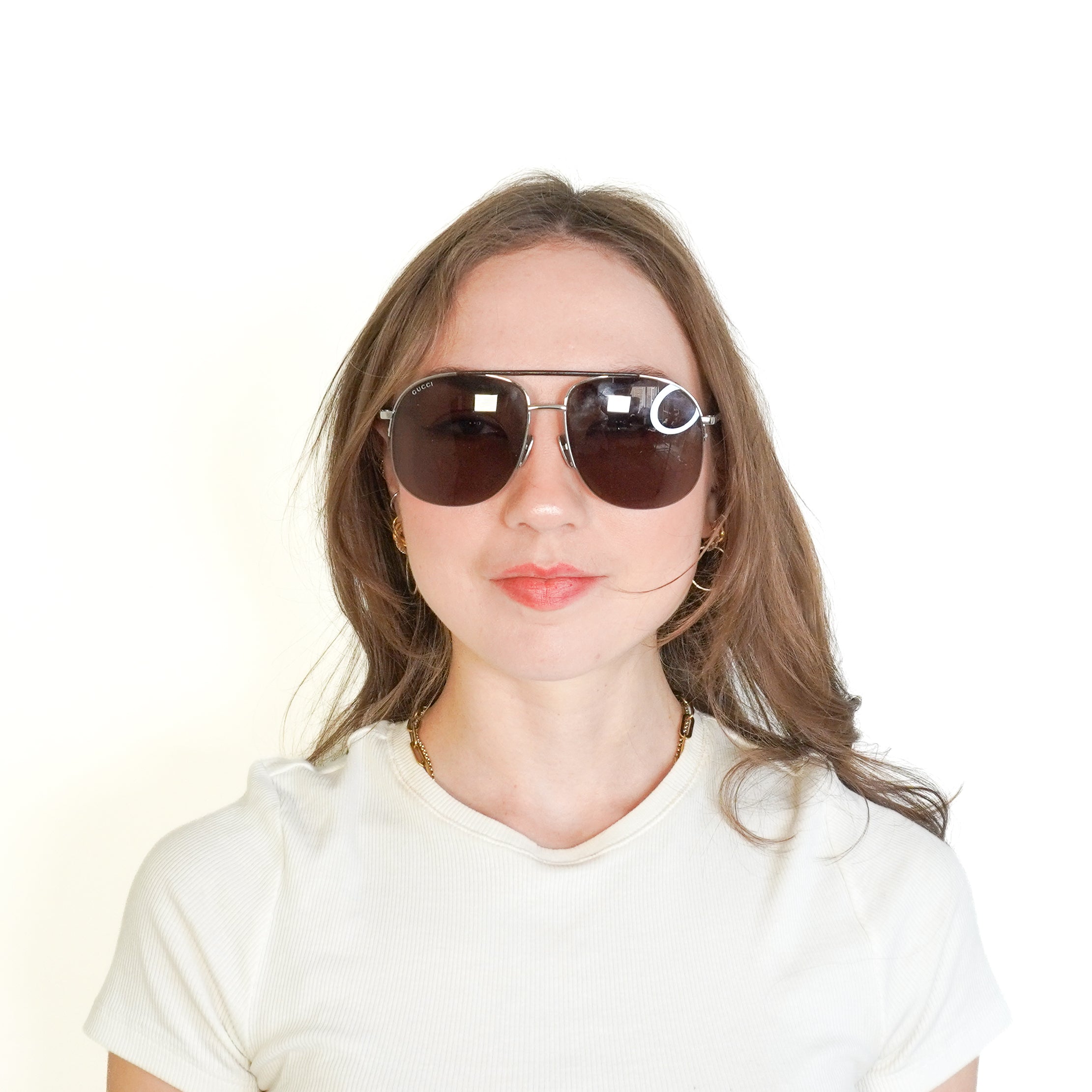Gucci GG2165S Silver Square Aviator Sunglasses (RRP £350) | Authentic Preloved FINAL SALE